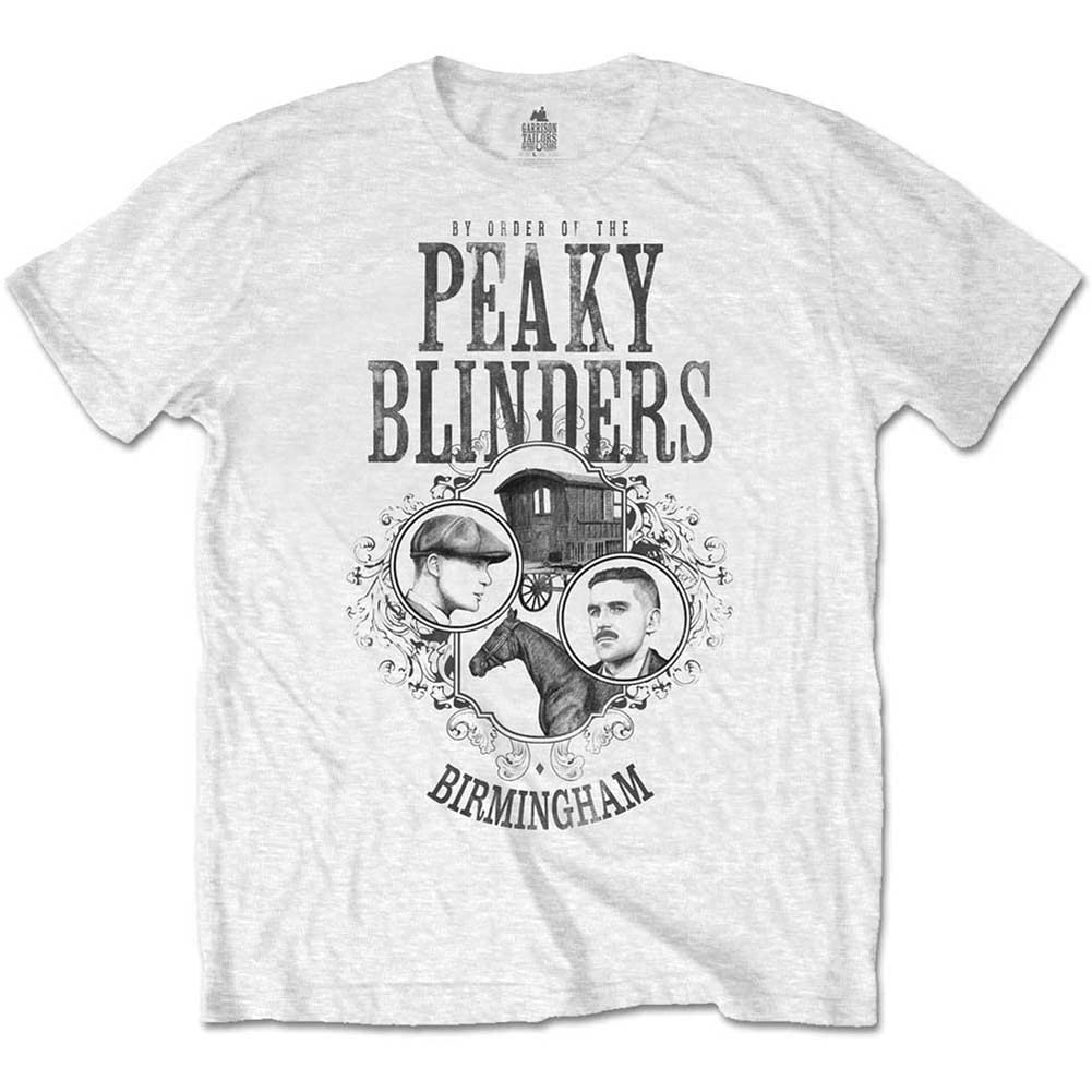 Peaky Blinders Official Men's T-Shirt - Horse and Cart Design - White - Size S - Casual Wear & Fan Merchandise for TV Show Enthusiasts