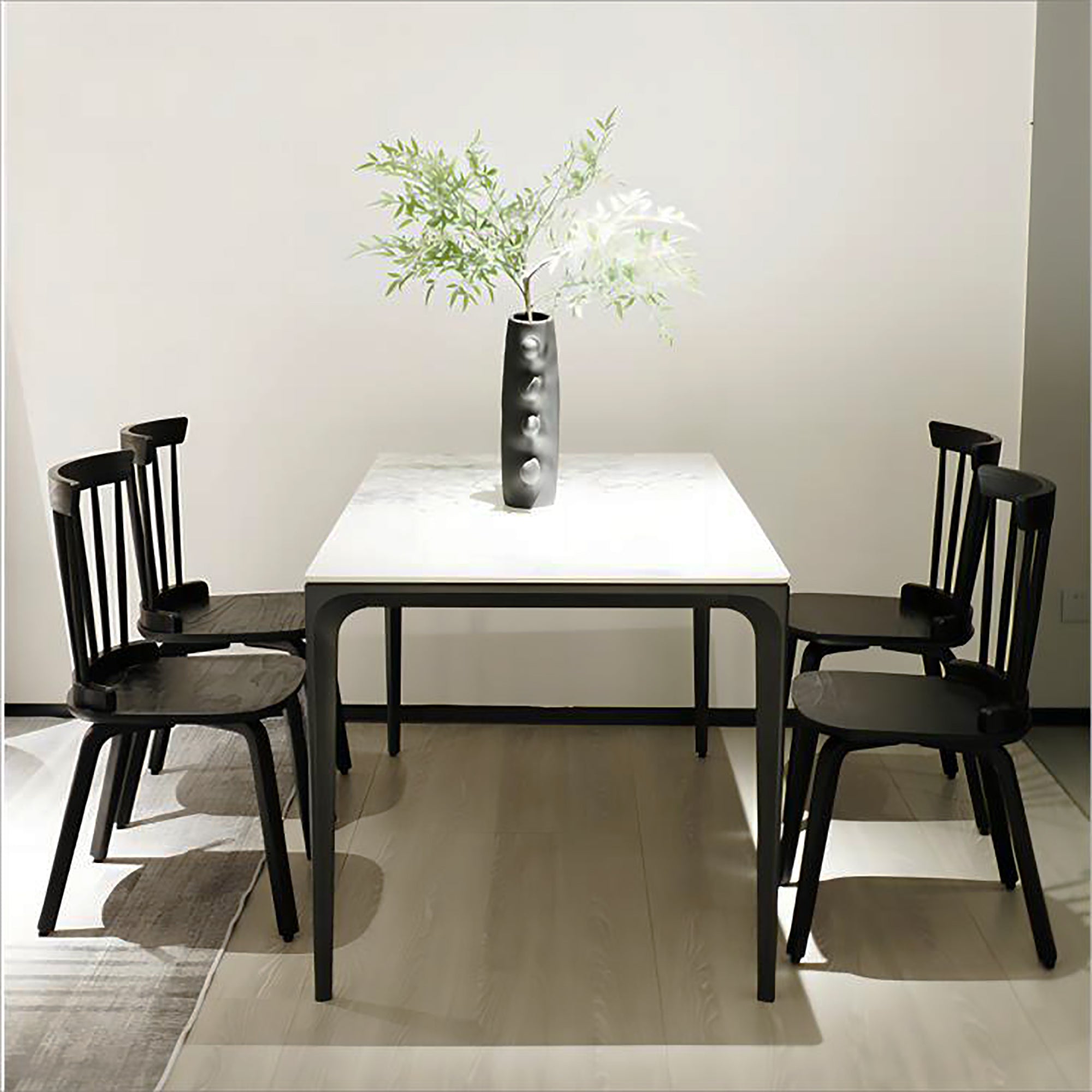 Farmhouse Wooden Spindle Back Dining Chairs Set of 2 - Solid Black Windsor Kitchen Chairs for Dining Room & Breakfast Nook | Rustic Home Decor & Comfortable Seating