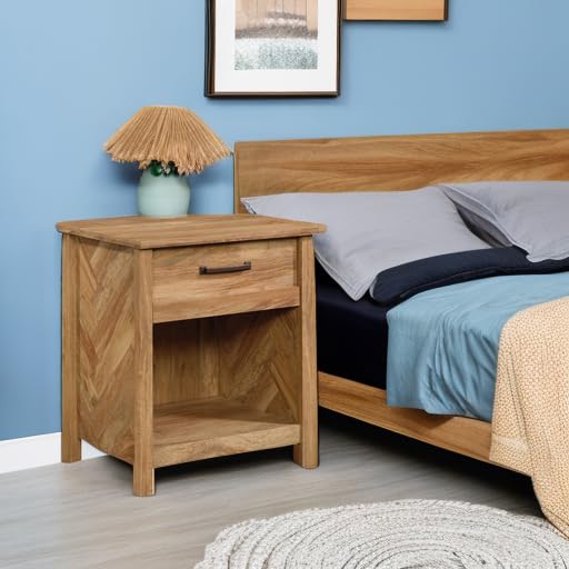 Sauder Cannery Bridge Night Stand with Spacious Drawer - Bedside Table for Bedroom in Sindoori Mango Finish | Perfect for Storing Books, Lamps & Bedroom Essentials