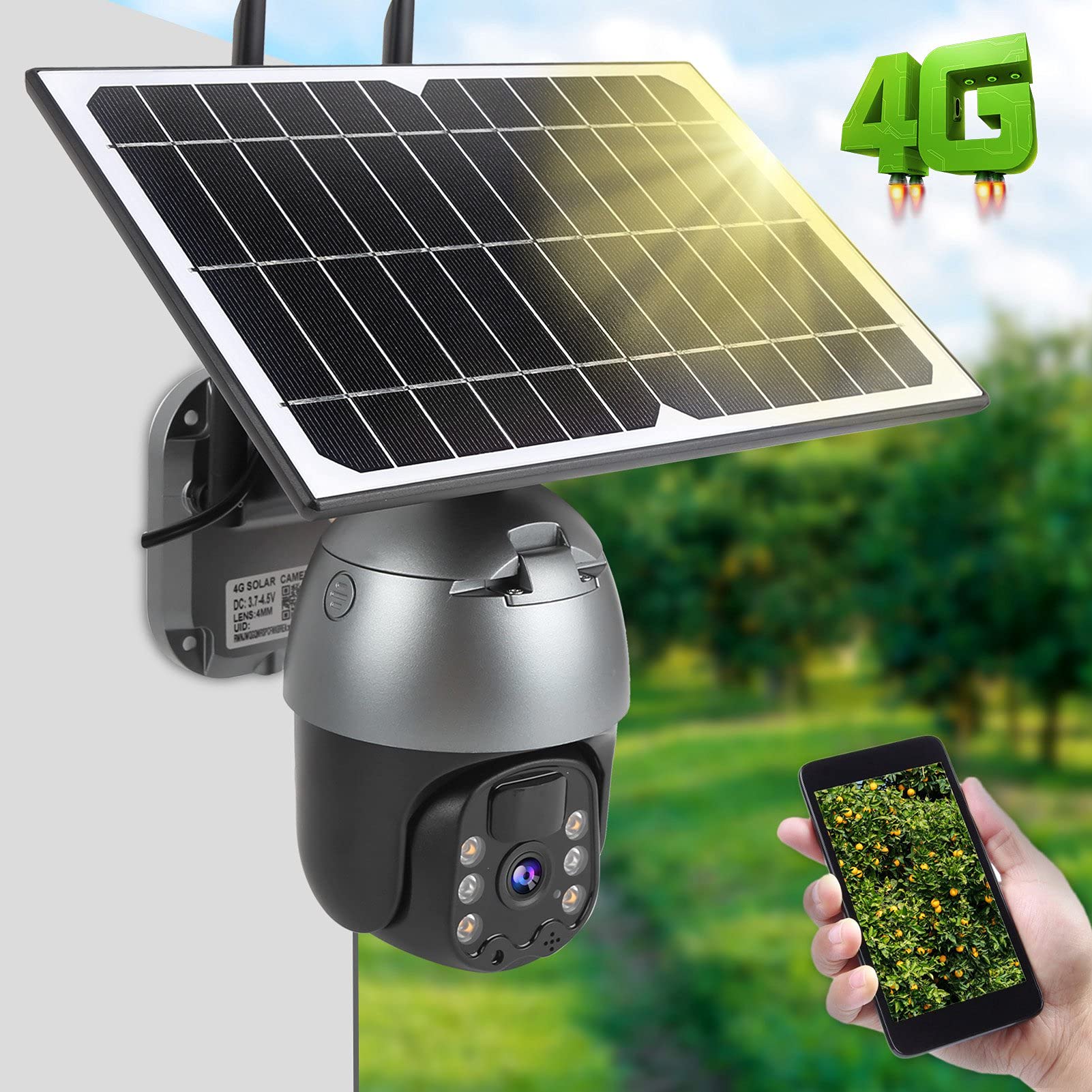 ANGGREK 4G Solar Powered Pan Tilt Security Camera - Outdoor Wireless Surveillance for Fish Ponds, Courtyards & Communities (EU Band) | Ideal for Farm Monitoring, Home Security & Property Protection