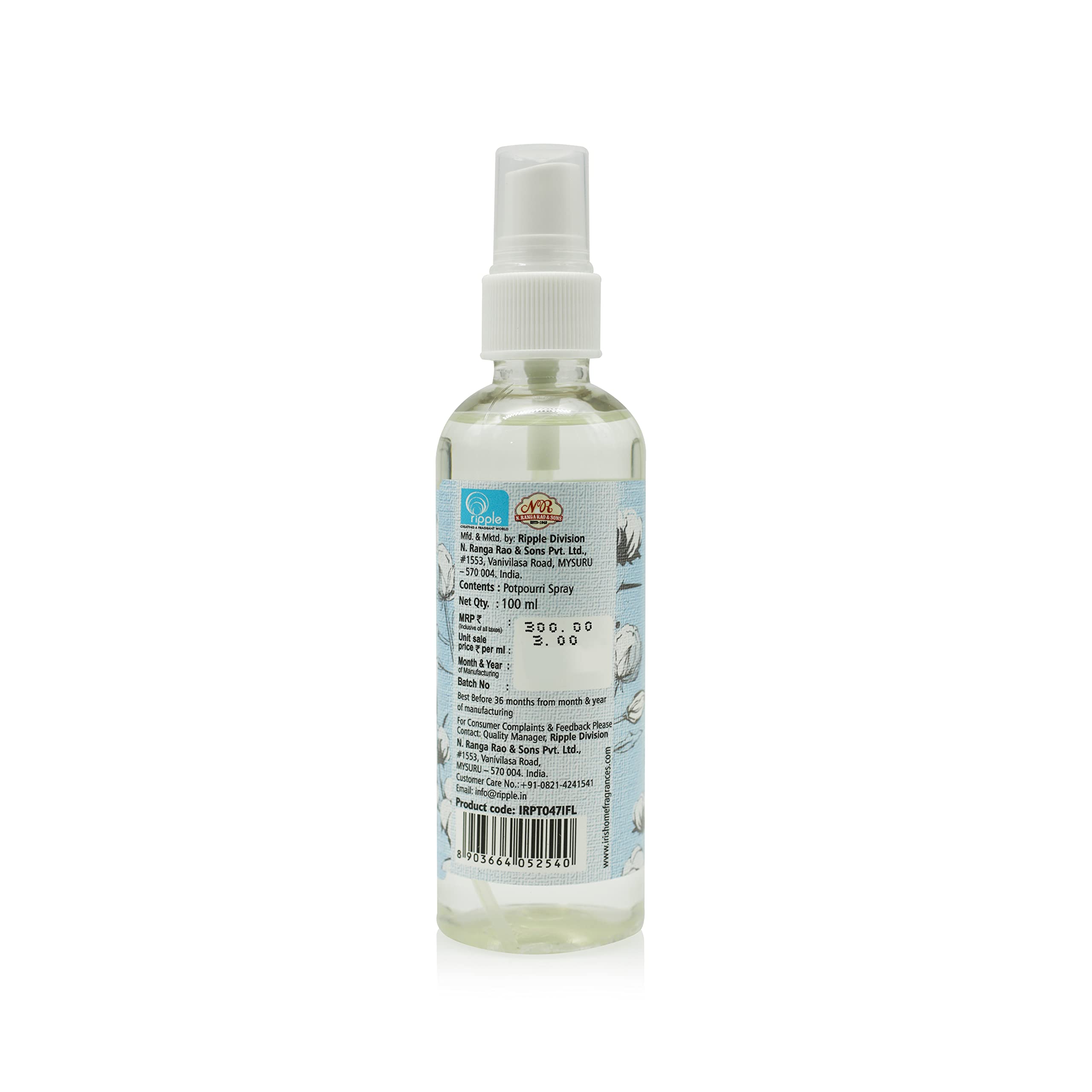 IRIS 100ml Potpourri Essential Oil Refresher Spray - Natural Home Fragrance for Room, Closet & Car Air Freshener