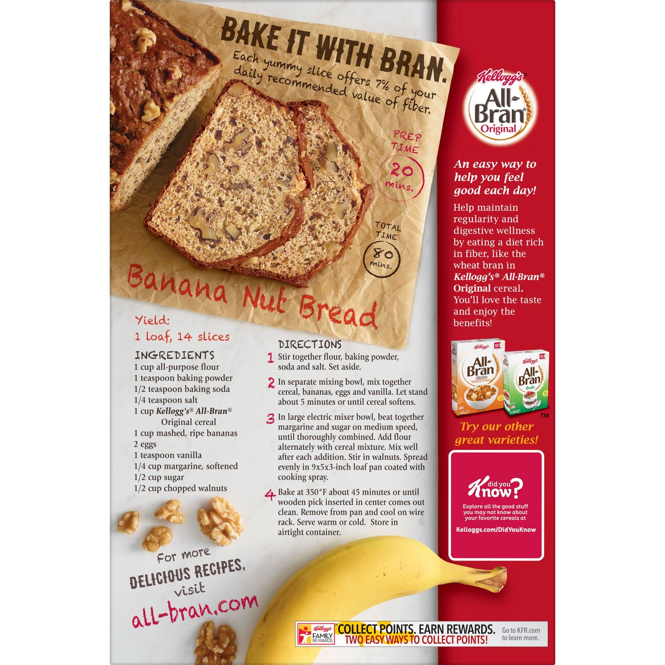 All Bran Breakfast Cereal - High Fiber Original with 8 Vitamins & Minerals (18.6oz Box) | Healthy Morning Meal & Digestive Support for Adults