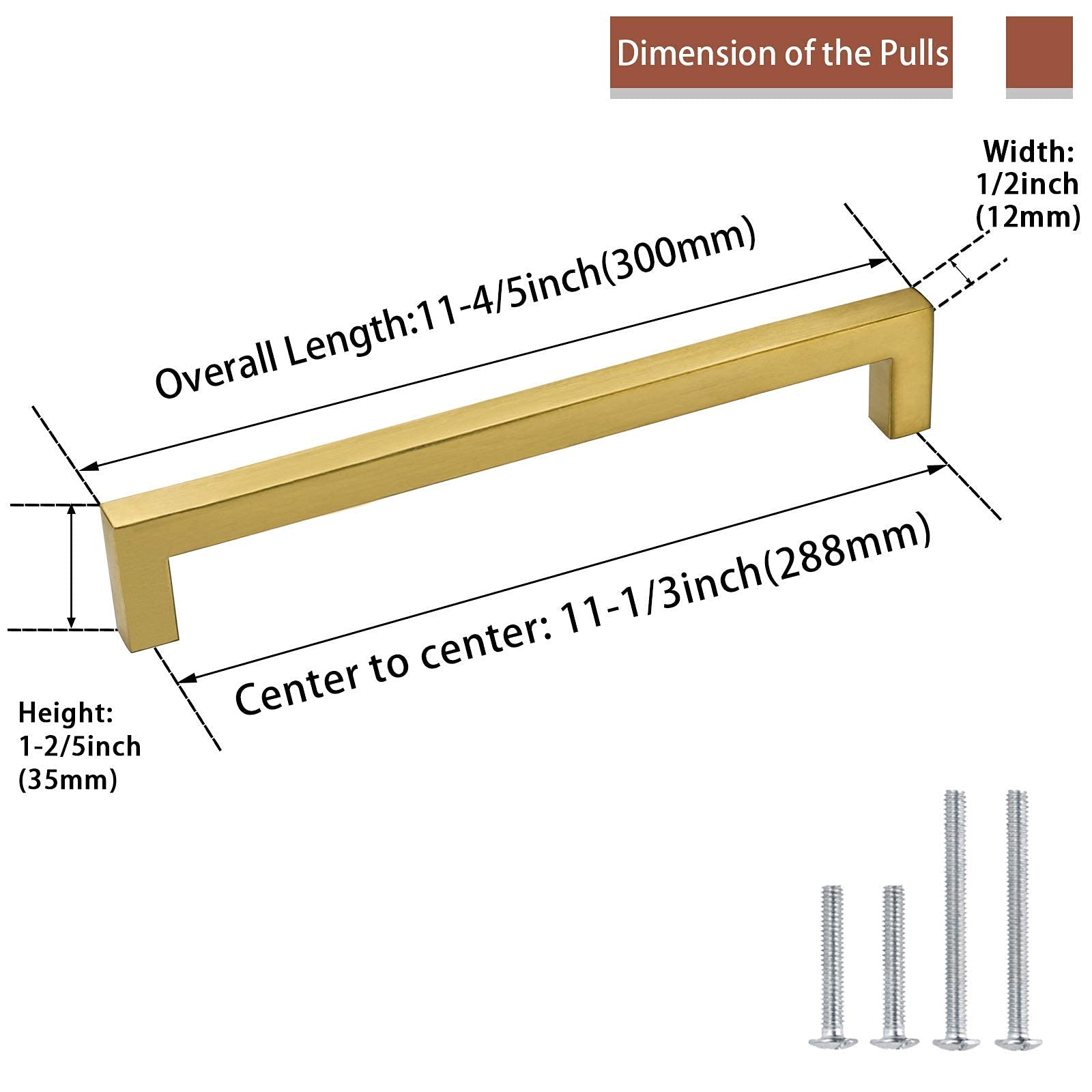 Goldenwarm 10-Pack Brushed Brass Cabinet Pulls - Modern Square Knobs for Kitchen & Bathroom