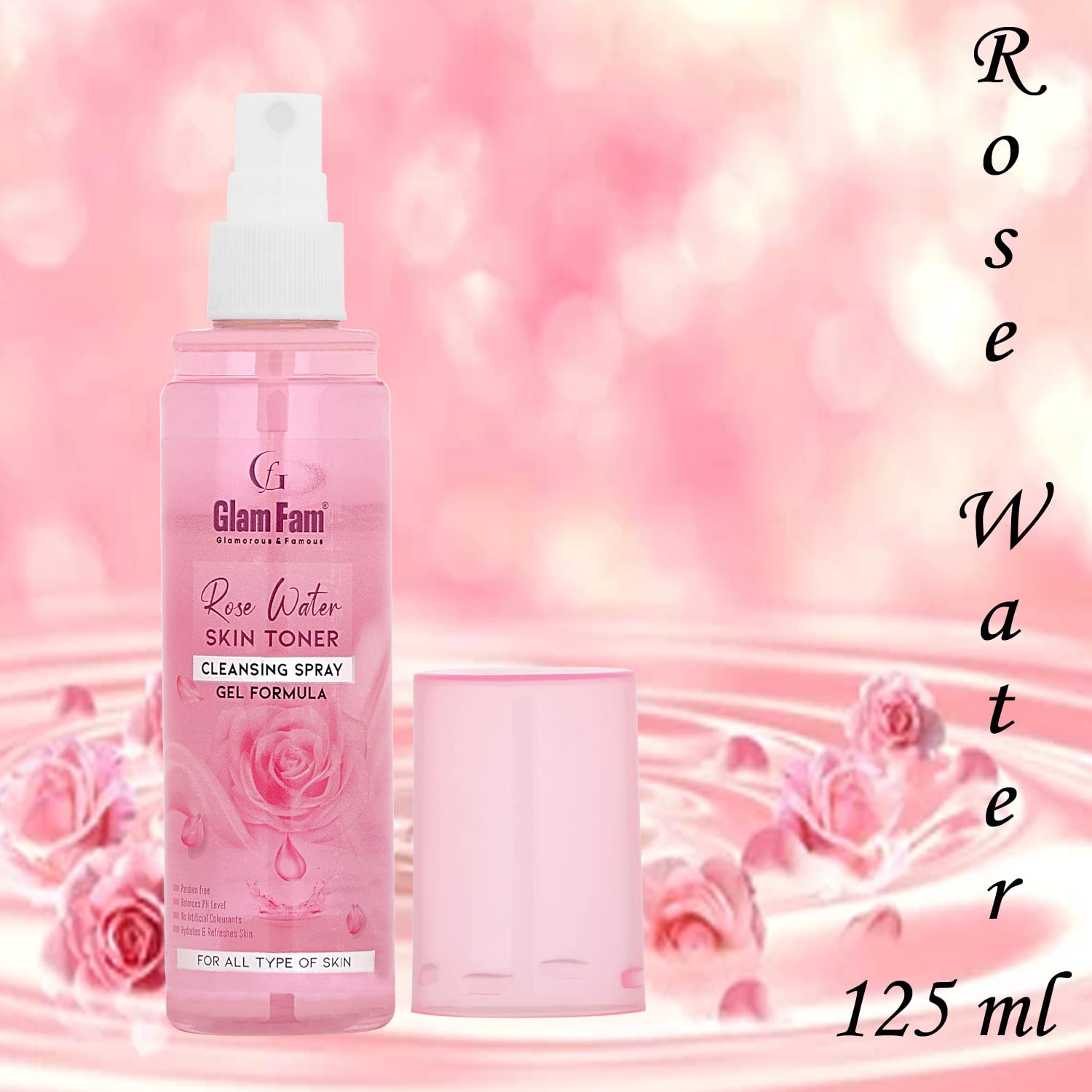 GLAM FAM Pure & Natural Rose Water Face Toner with Aloe Vera Extract | Hydrating Skin Toner & Refreshing Cleansing Wipes Combo Pack | Perfect for Daily Skincare Routine & On-the-Go Refreshment