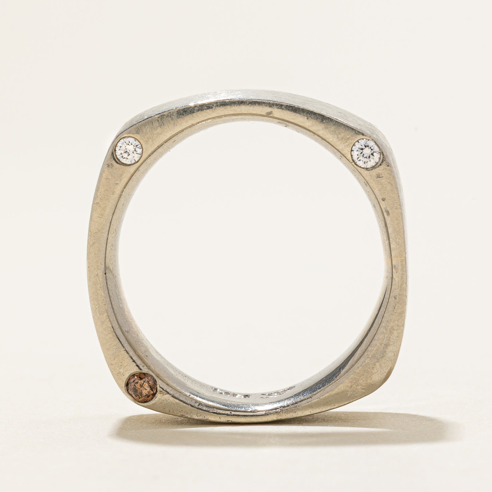 Exquisite Hidden Three Stone Diamond Soft Square Band Ring | 0.09ctw | Size 9.5 | Perfect for Engagement, Anniversary & Everyday Elegance