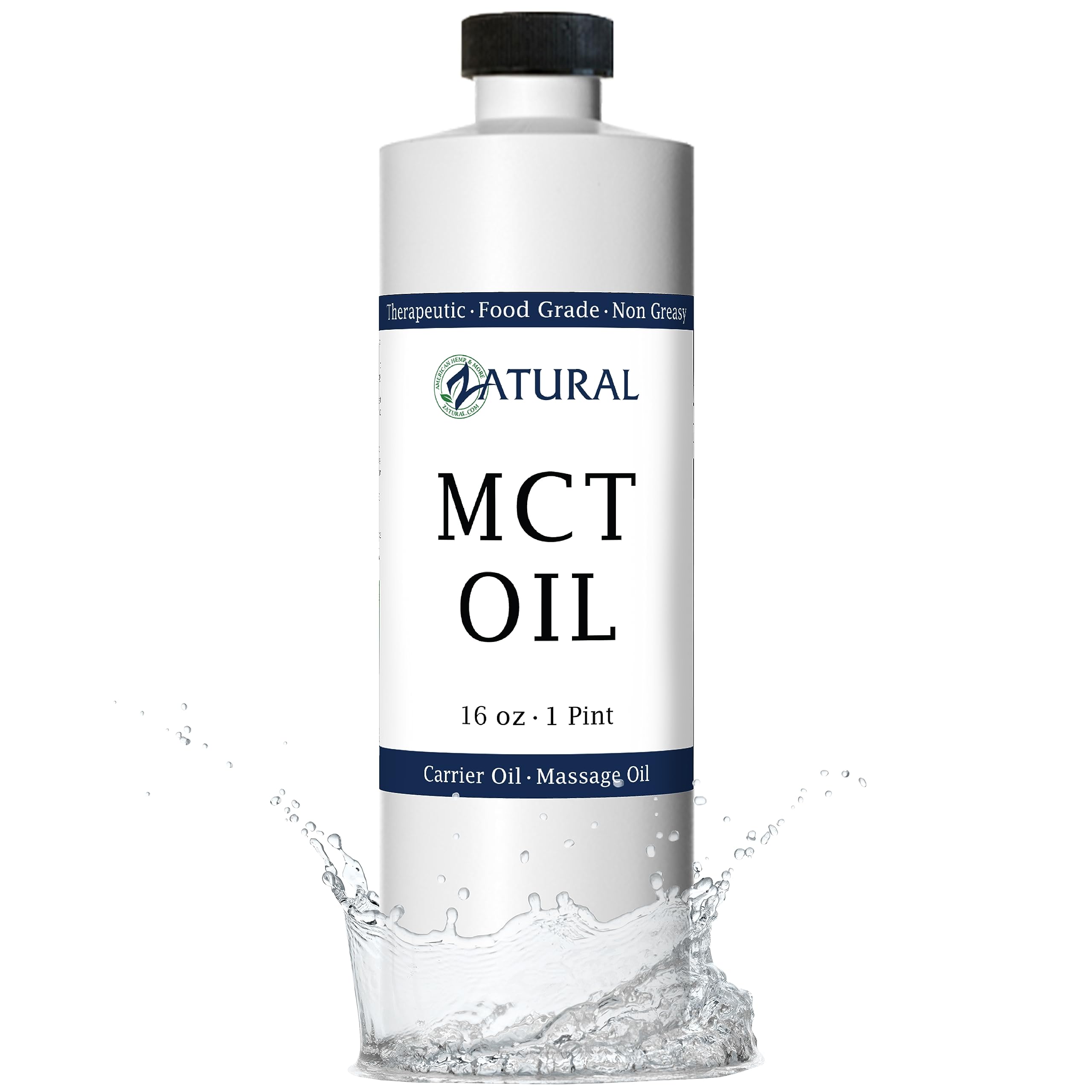 Pure MCT Oil 16oz - Premium Carrier Oil for Massage, Hair Care & Skin Hydration | Food & Therapeutic Grade Coconut Oil | Perfect for Keto Cooking, Aromatherapy & Natural Beauty Routines