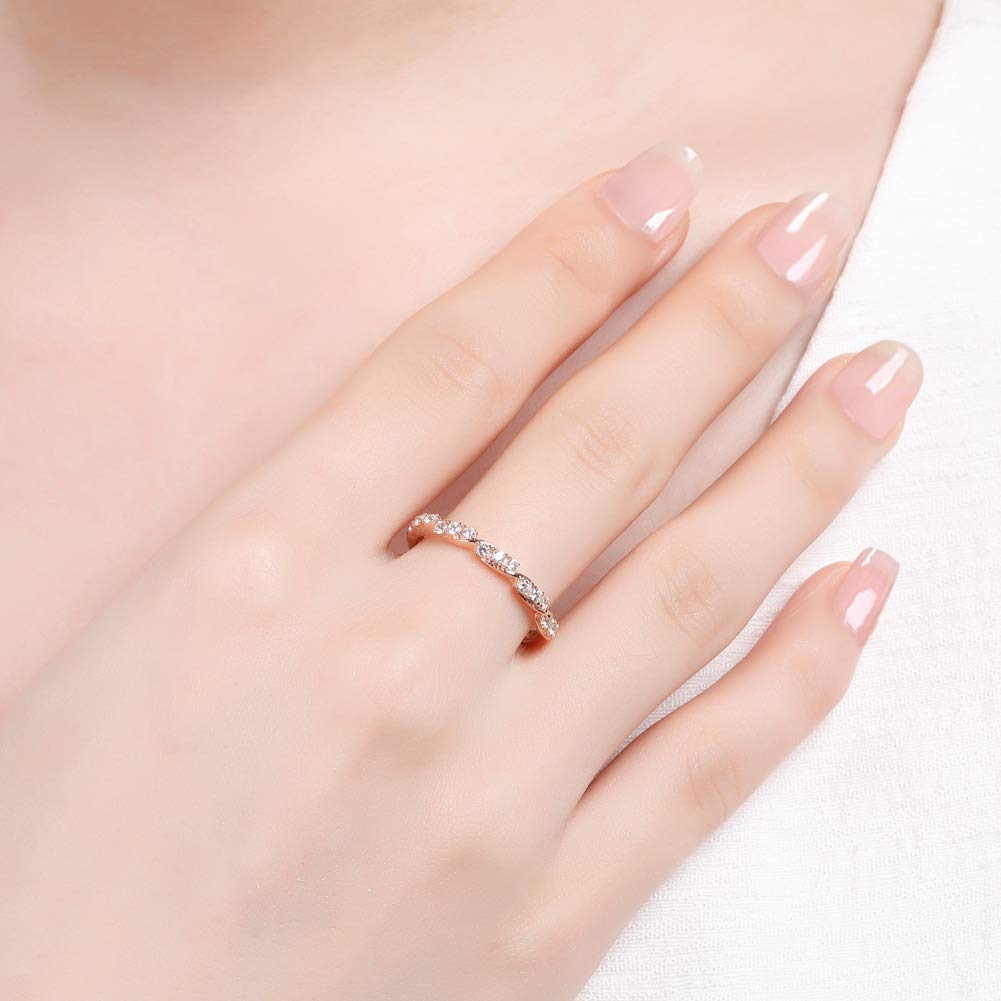 925 Sterling Silver Rose Gold Twisted Ring - Elegant Engagement & Wedding Band for Women - Perfect for Proposals, Anniversaries and Romantic Occasions