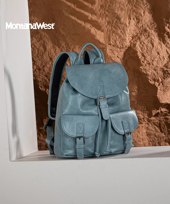 Montana West Buckle Backpack for Women - Stylish Leather Backpack Purse with Adjustable Straps - Perfect for Work, Travel & Everyday Use