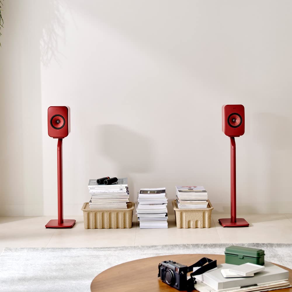 KEF LSX II Wireless Bookshelf Speakers - Active Hi-Fi Audio System for TV, PC, Gaming, Streaming | HDMI Connectivity | Compact Design | Vibrant Red Finish | Home Theater & Office Use