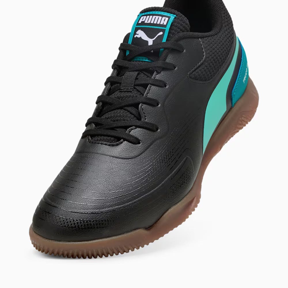 Puma Truco III IN Indoor Football Shoes for Men - Black/Aquatic/Tropical Blue/White - Lightweight Soccer Cleats for Indoor Training & Futsal Matches