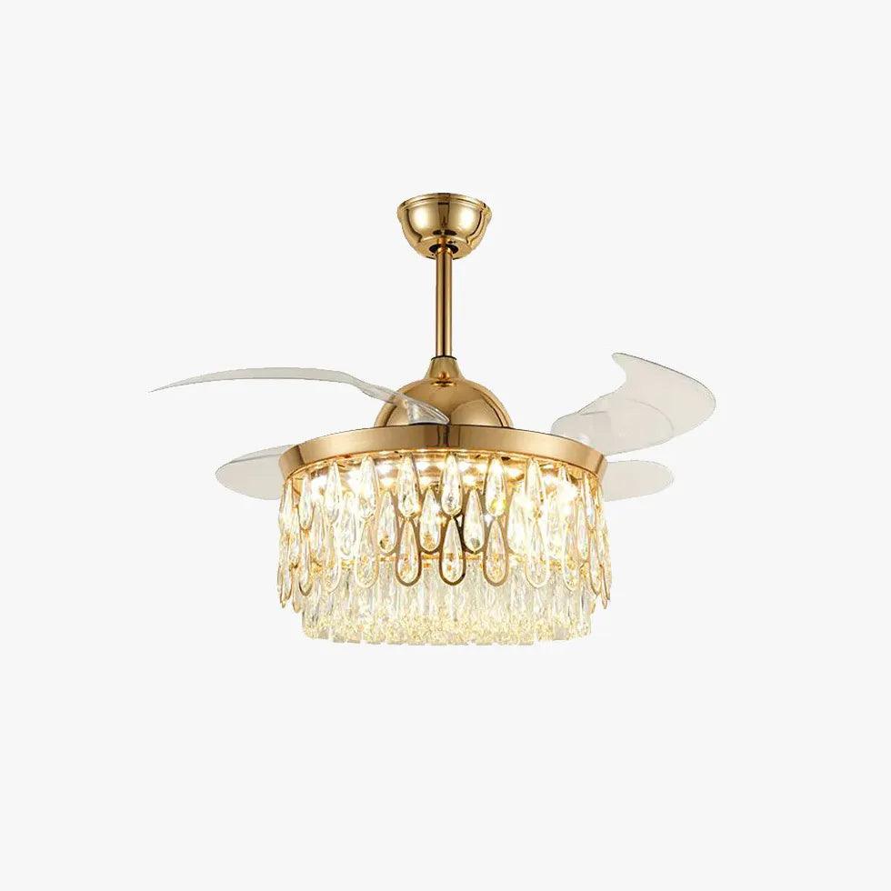 Crystal Water Drop Ceiling Fan with LED Light - Elegant Modern Design for Living Room, Bedroom & Dining Room