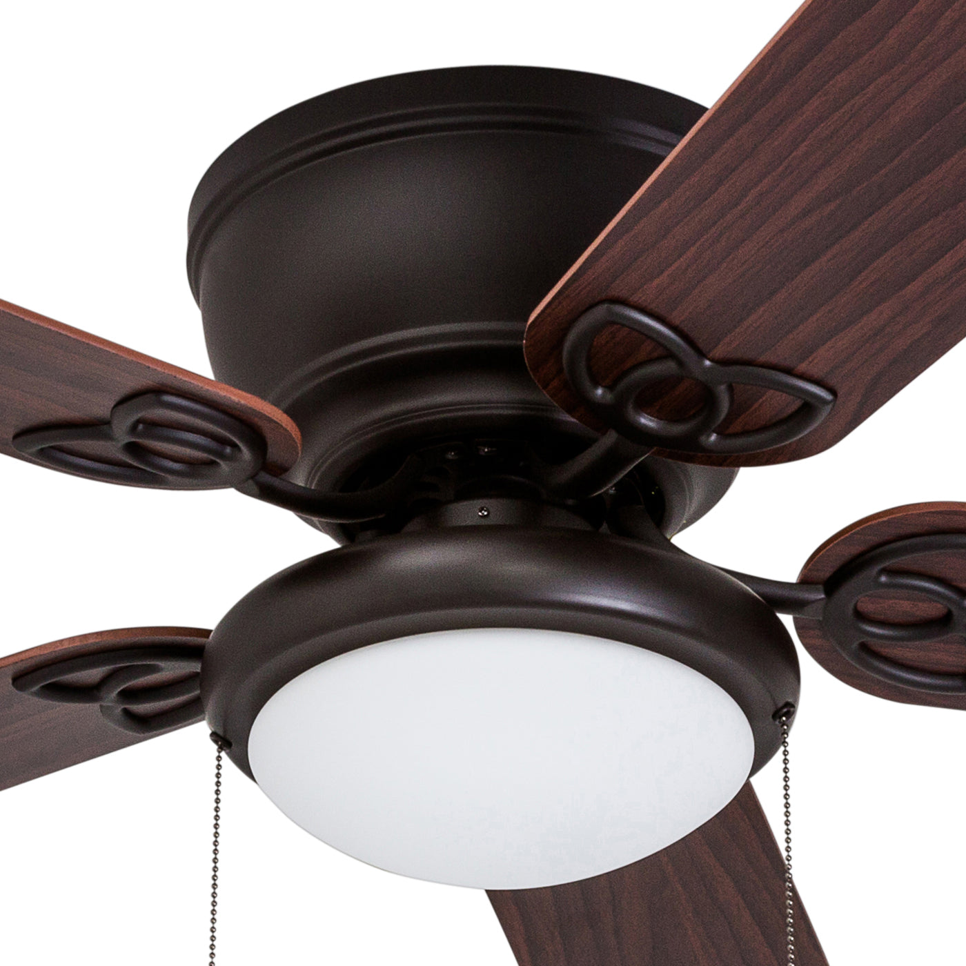 52 Inch Bronze Ceiling Fan with Pull Chain - Modern Indoor Cooling Fan for Living Room, Bedroom, and Office