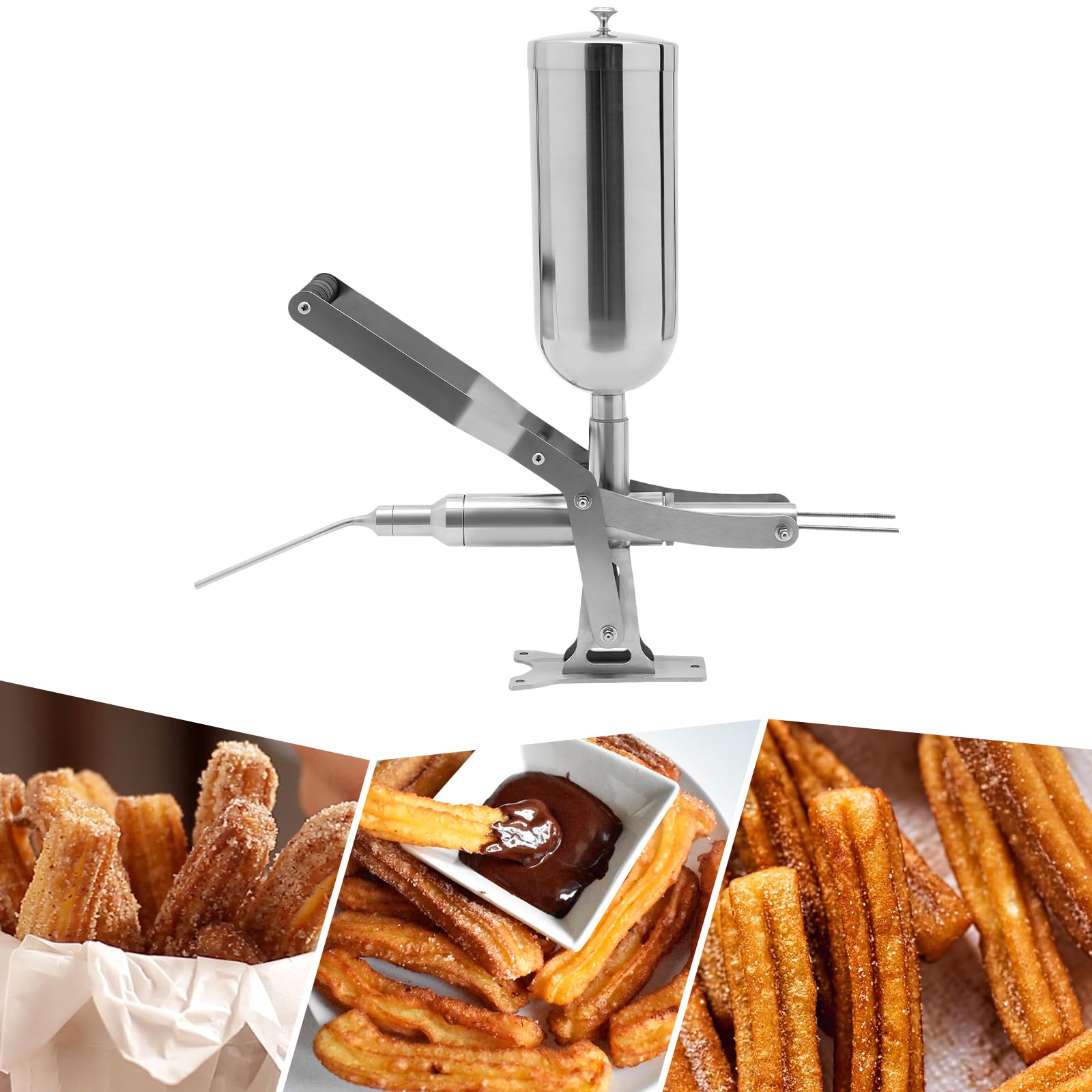 Stainless Steel Manual Churros Filler 5L - Spanish Churrera Maker Machine for Donuts, Desserts & Latin Fruits | Chocolate & Jam Filling Equipment | Perfect for Bakeries, Cafes & Home Cooking