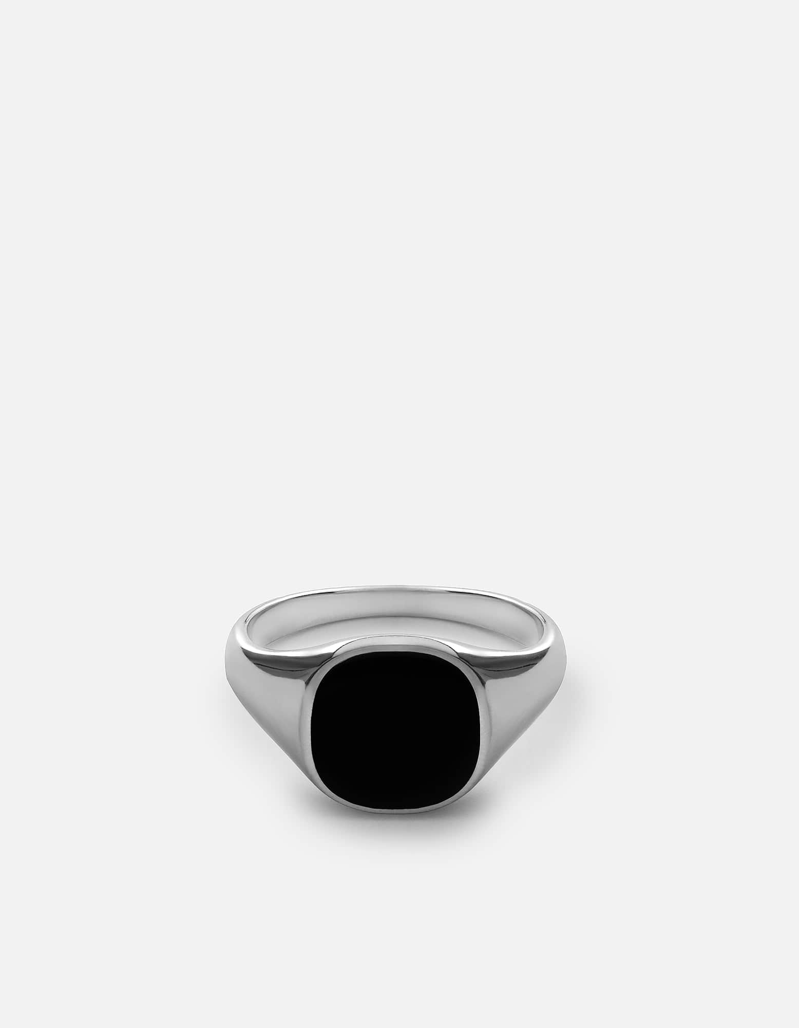 Olympus Sterling Silver Black Signet Ring for Men & Women - Elegant Personalized Jewelry Gift for Weddings, Engagements & Special Occasions