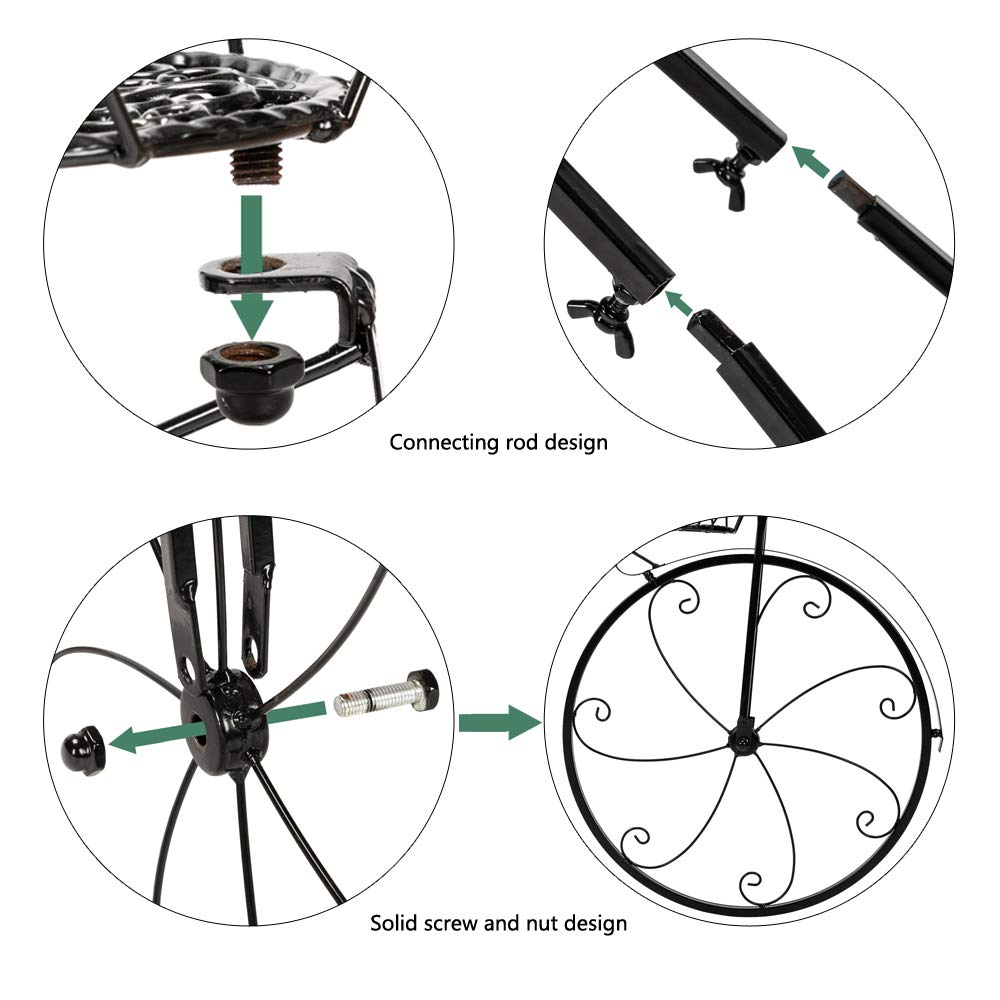 Black Tricycle Plant Stand - Outdoor Flower Pot Cart Holder for Patio, Garden & Balcony | Perfect for Displaying Plants, Flowers & Herbs | Durable & Stylish Decor for Home & Garden