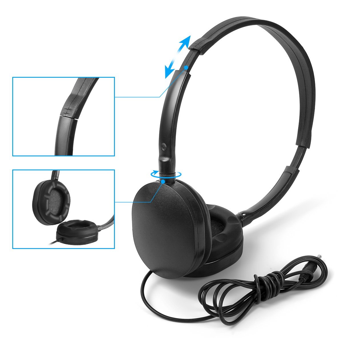 Wholesale Bulk 50 Pack KHP-50 In-Ear Headphones - Affordable Wired Earbuds for School, Airplane Travel, Hospital Use - Comfortable Noise Isolation Earphones for Students, Kids & Adults - Perfect for Online Classes, Commuting & Entertainment