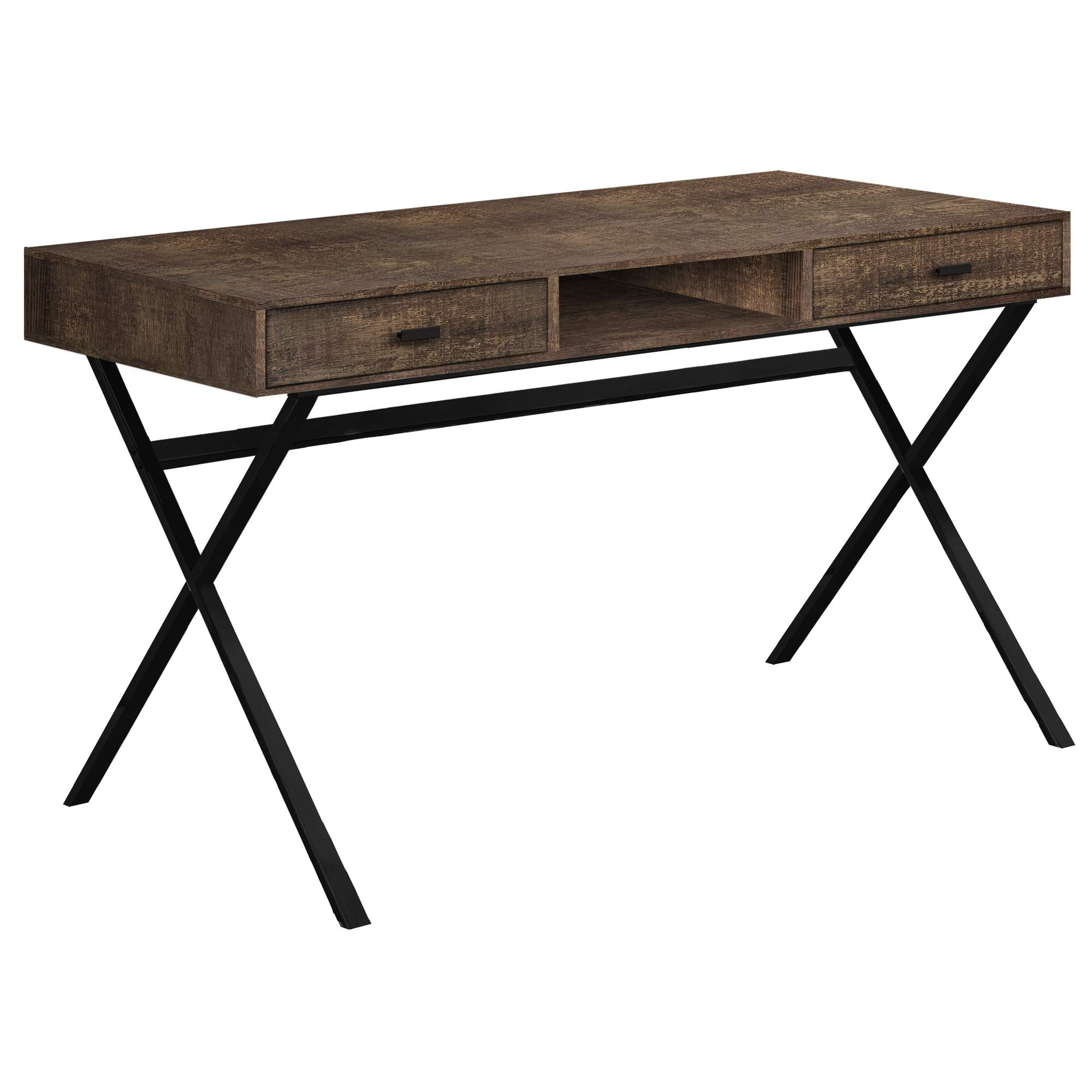 Ergonomic 48-Inch Computer Desk with Reclaimed Wood Top and Black Metal Frame - Perfect for Home Office, Gaming, and Workspace Setup