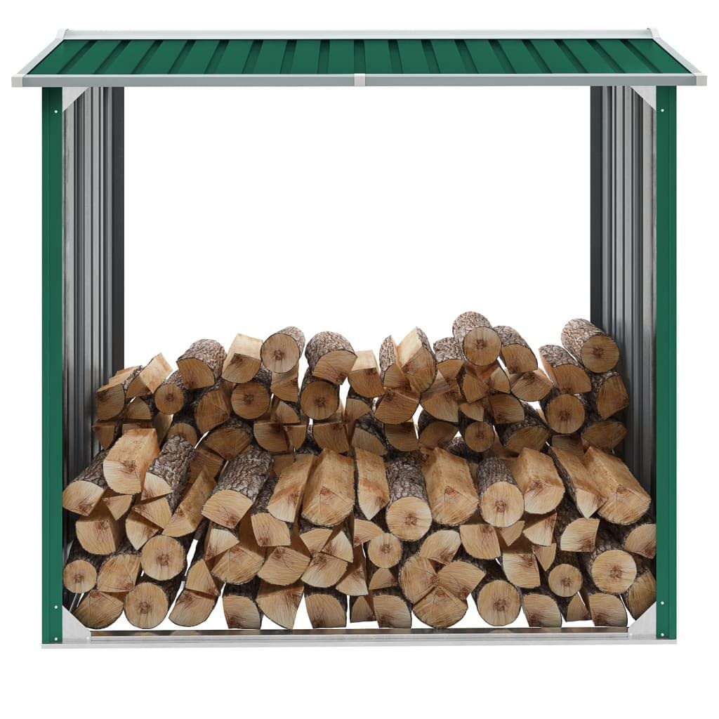 vidaXL Galvanized Steel Firewood Storage Shed for Garden & Outdoor Use - Weather-Resistant Log Holder in Multiple Colors - Perfect for Patio, Backyard, and Firewood Organization