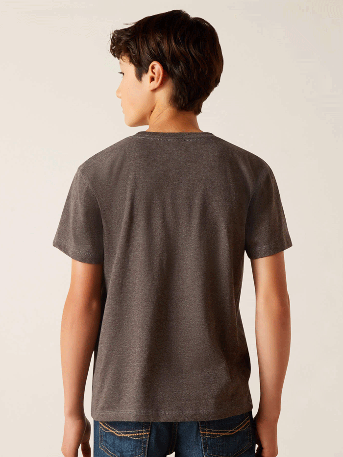 Ariat 10047911 Kids' Cowboy T-Shirt - Charcoal Heather Western Style Shirt for Boys & Girls | Perfect for Rodeo, Ranch, and Western Theme Parties