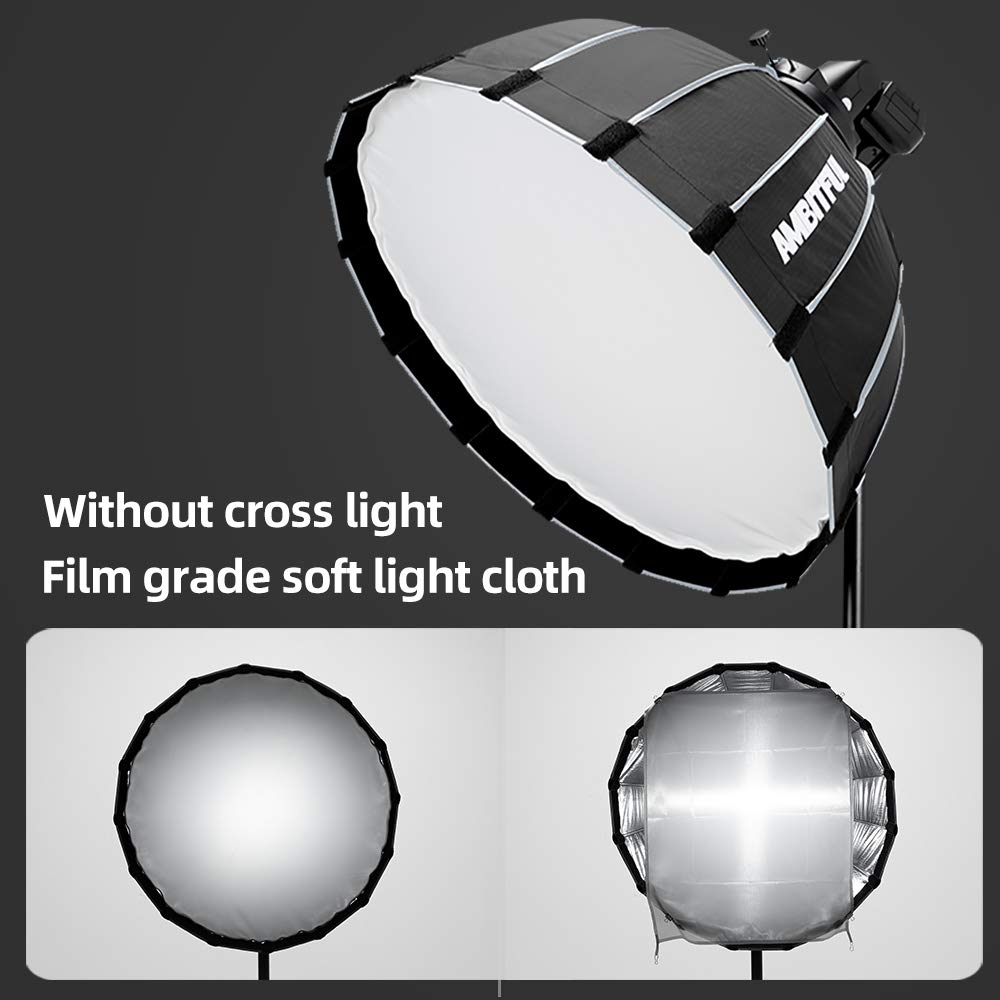 Godox SL-60W 95+ CRI LED Video Light with Bowens Mount, Remote Control & P60 Parabolic Softbox - Professional Studio Lighting Kit for YouTube, Photography, Live Streaming and Film Production