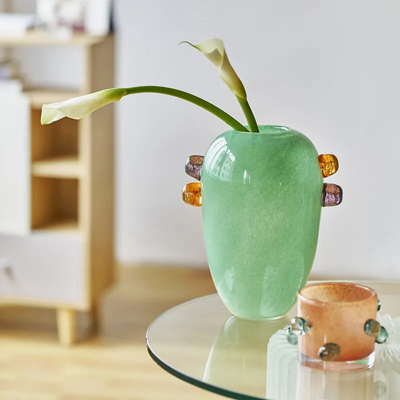Gemstone Cluster Glass Vase & Candle Holder - Elegant Home Decor for Centerpieces, Wedding Decorations & Boho Style Interior Design