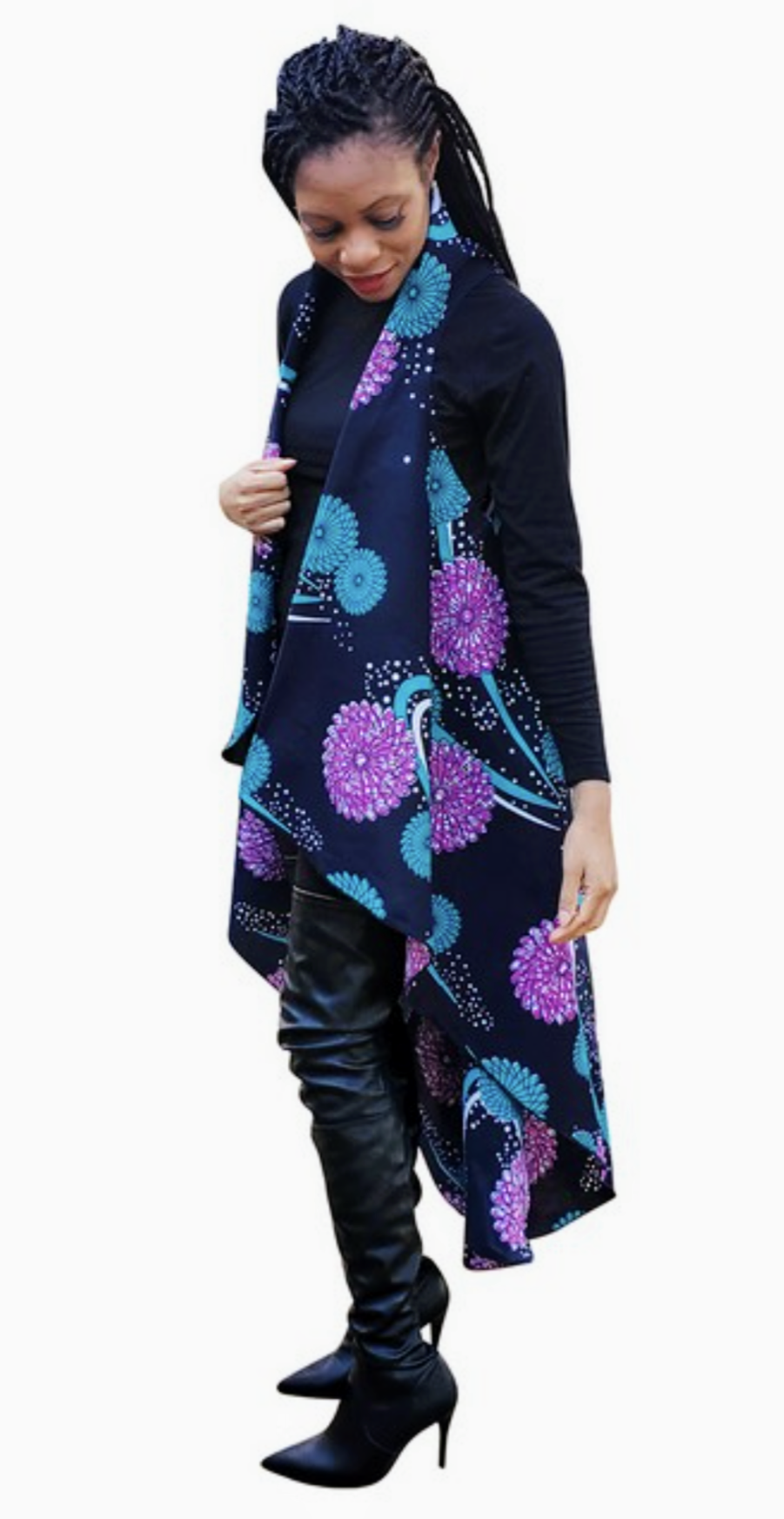 Jamilah African Print Ankara Shawl Vest DPPS5006 - Stylish Women's Fashion for Parties, Weddings & Cultural Events