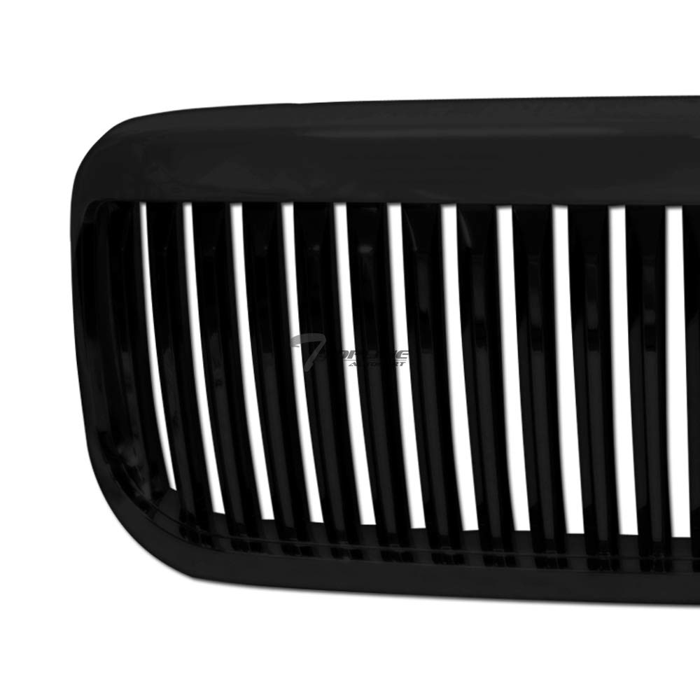 **1999-2004 Ford F250 F350 F450 F550 Super Duty & 2000-2004 Excursion Glossy Black Vertical Front Bumper Grille - Heavy Duty Replacement for Off-Road & Towing**