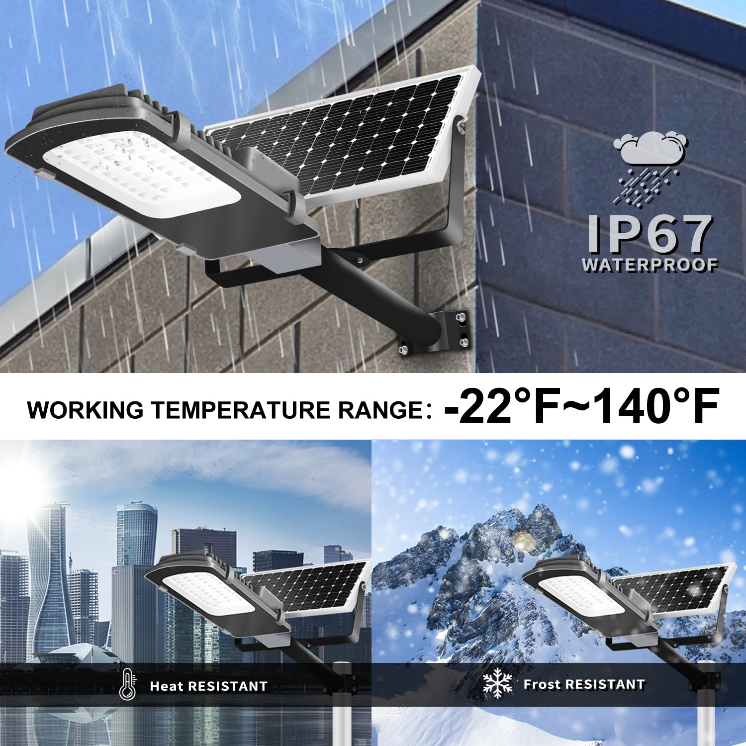 Gebosun 200W LED Solar Flood Light Outdoor - IP65 Waterproof Dusk to Dawn Security Light - 6000K Bright White for Yard, Garden, Warehouse, Pool, Pathway, Basketball Court - Perfect for Nighttime Safety & Energy Savings