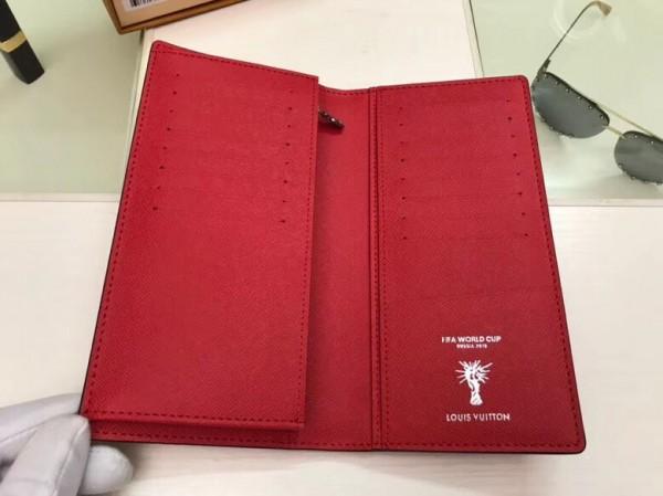 Authentic LV Brazza Wallet in Epi Leather - Hexagon Design & Vibrant Red | Luxury Men's Bifold Wallet for Everyday Use & Gifting