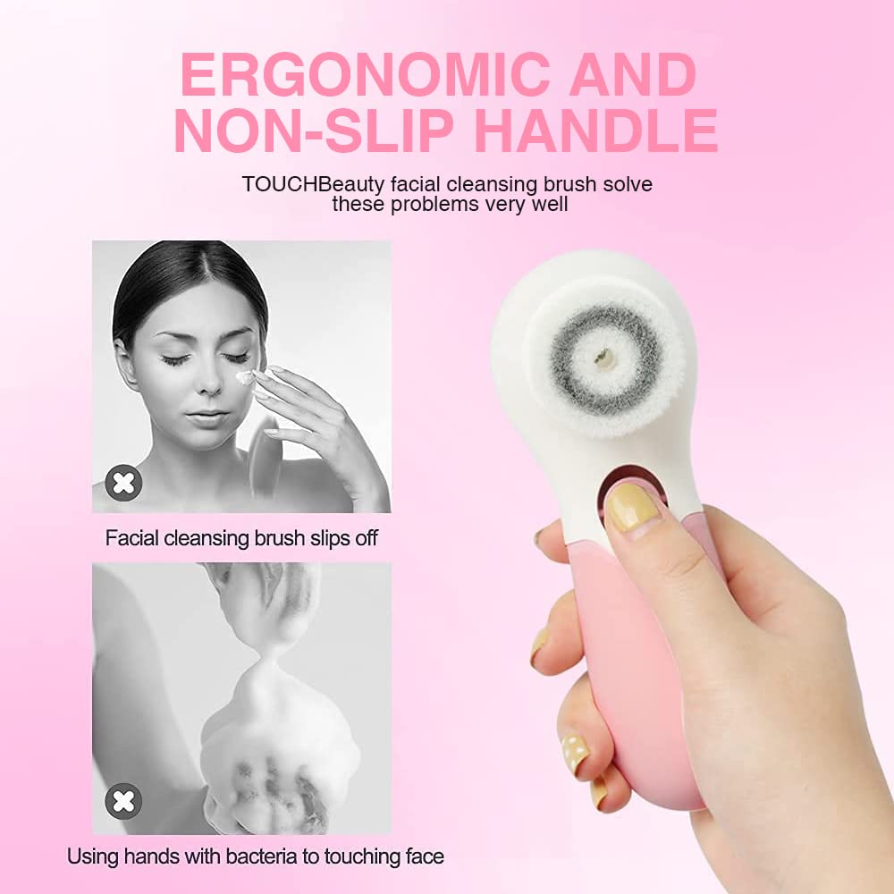 Electric Face Cleansing Brush with 3 Heads - Deep Clean & Exfoliate for Glowing Skin