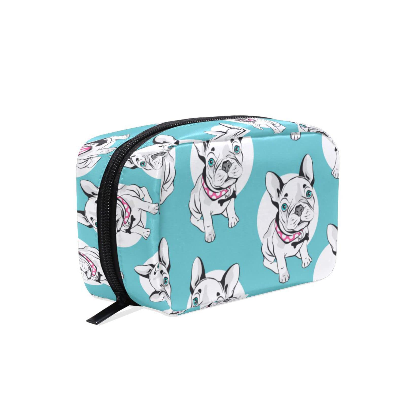 French Bulldog Travel Makeup Bag for Women - Small Reusable Cosmetic & Toiletry Organizer Pouch - Portable Purse Makeup Bag for Girls Gift (Ideal for Travel, Gym, Daily Use & Cosmetics Storage)