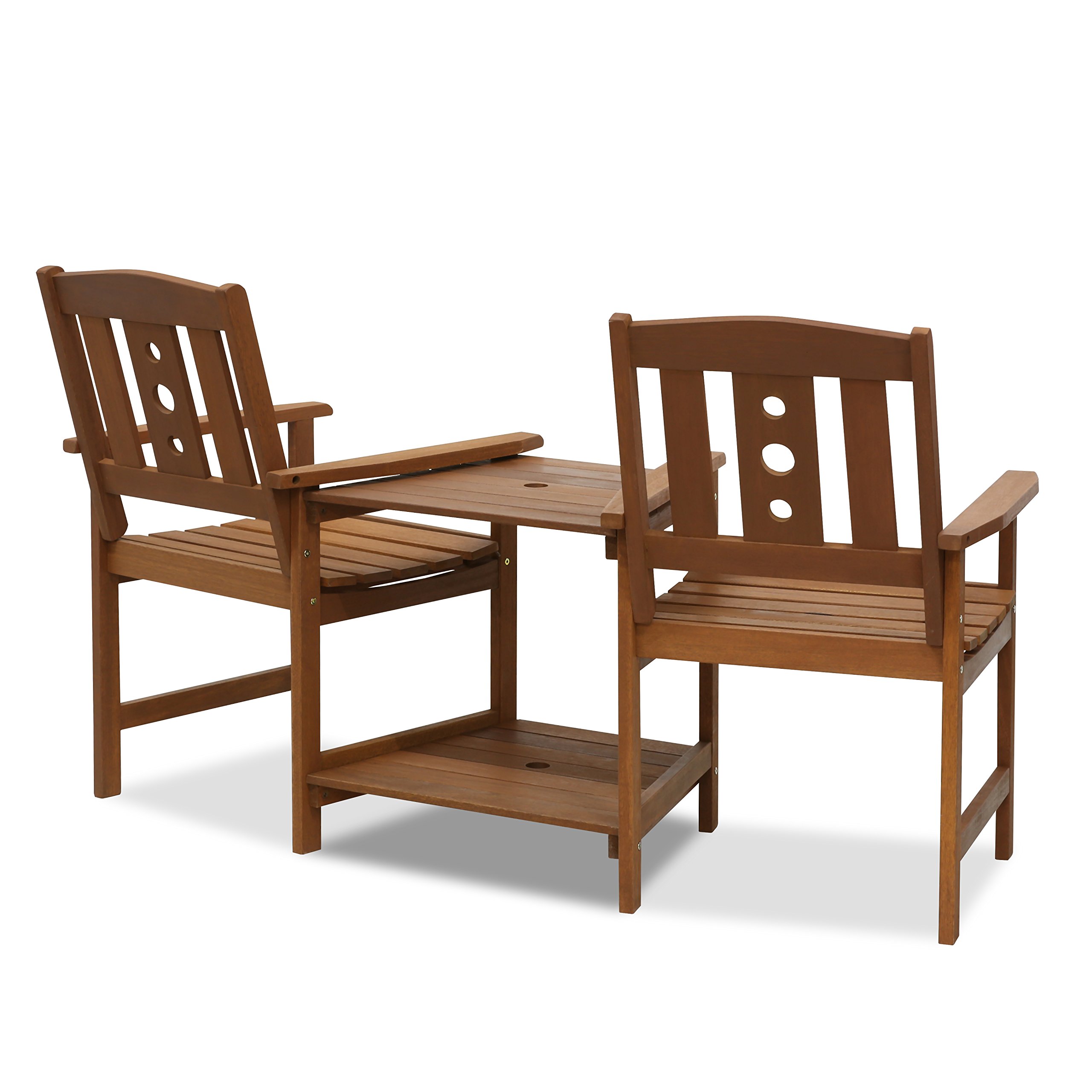 Furinno FG17488 Outdoor Hardwood Patio Furniture - Jack and Jill Chair Set in Teak Oil, Natural Finish - Perfect for Garden, Backyard, Poolside & Patio Relaxation