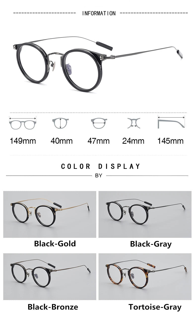 Premium Unisex Black Titanium Acetate Eyeglasses Frame 4957 - Lightweight Oval & Round Full Rim Glasses for Men & Women | Perfect for Office, Reading & Everyday Wear