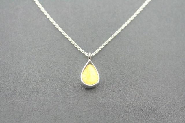 Natural Baltic Amber Teardrop Silver Pendant Necklace - Handcrafted Jewelry for Women, Gift for Her - Perfect for Everyday Wear & Special Occasions
