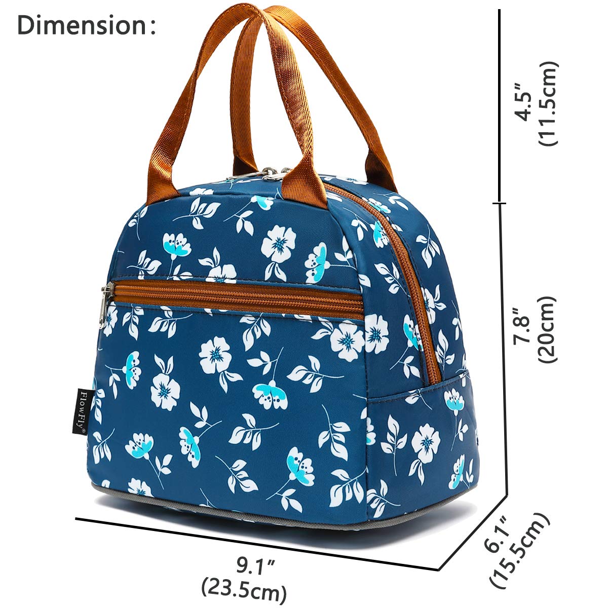FlowFly Insulated Lunch Bag Tote for Women & Men - Floral Design Lunch Cooler Organizer with Thermal Protection | Perfect for Work, School, Picnics & Outdoor Activities