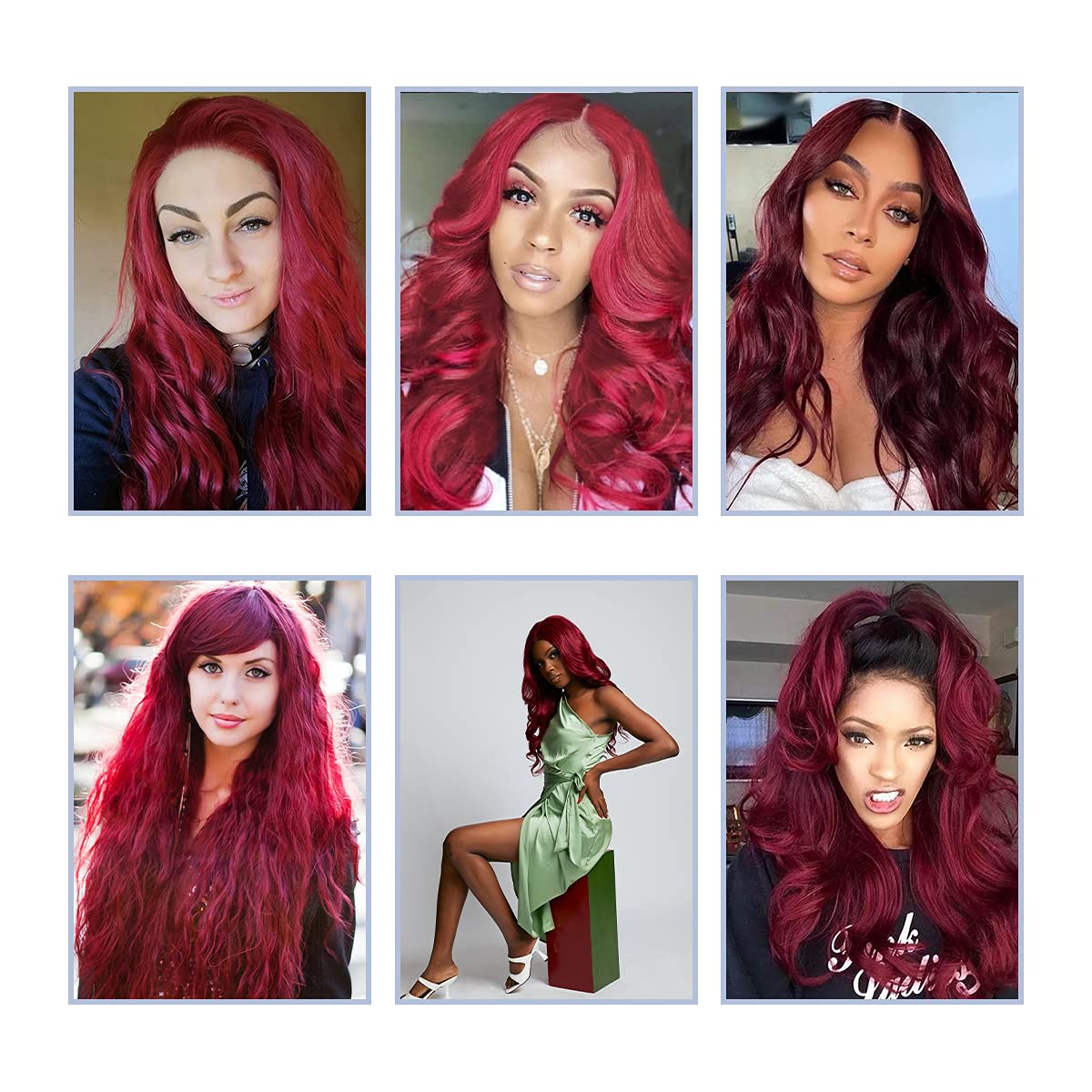 13x4 Pre Plucked Lace Front Wig - Brazilian Virgin Human Hair Body Wave Wig with Baby Hair | 24 Inch Deep Curly Lace Frontal Wig for Women (Burgundy) - Perfect for Daily Wear, Parties & Special Occasions