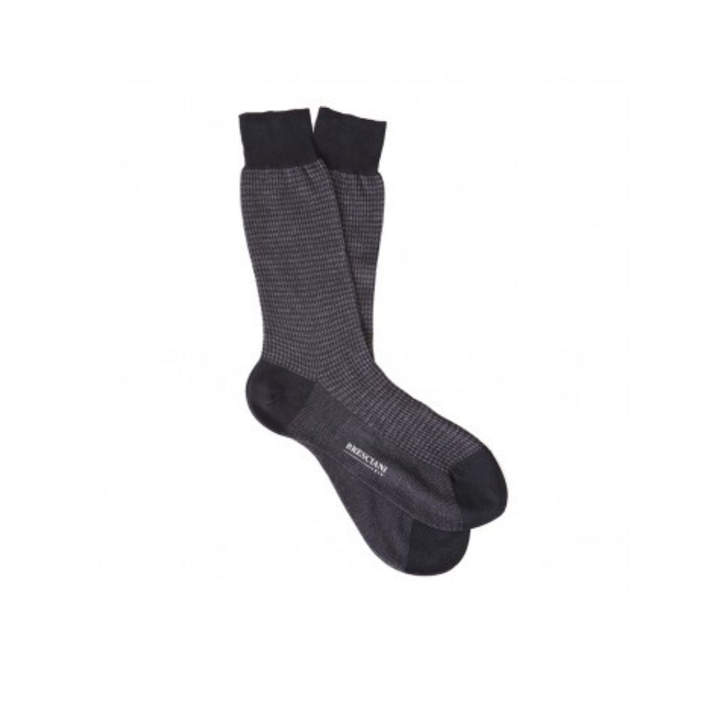 BRESCIANI Jacquard Cotton Socks for Men - Breathable Grey Dress Socks - Perfect for Business, Office & Formal Occasions
