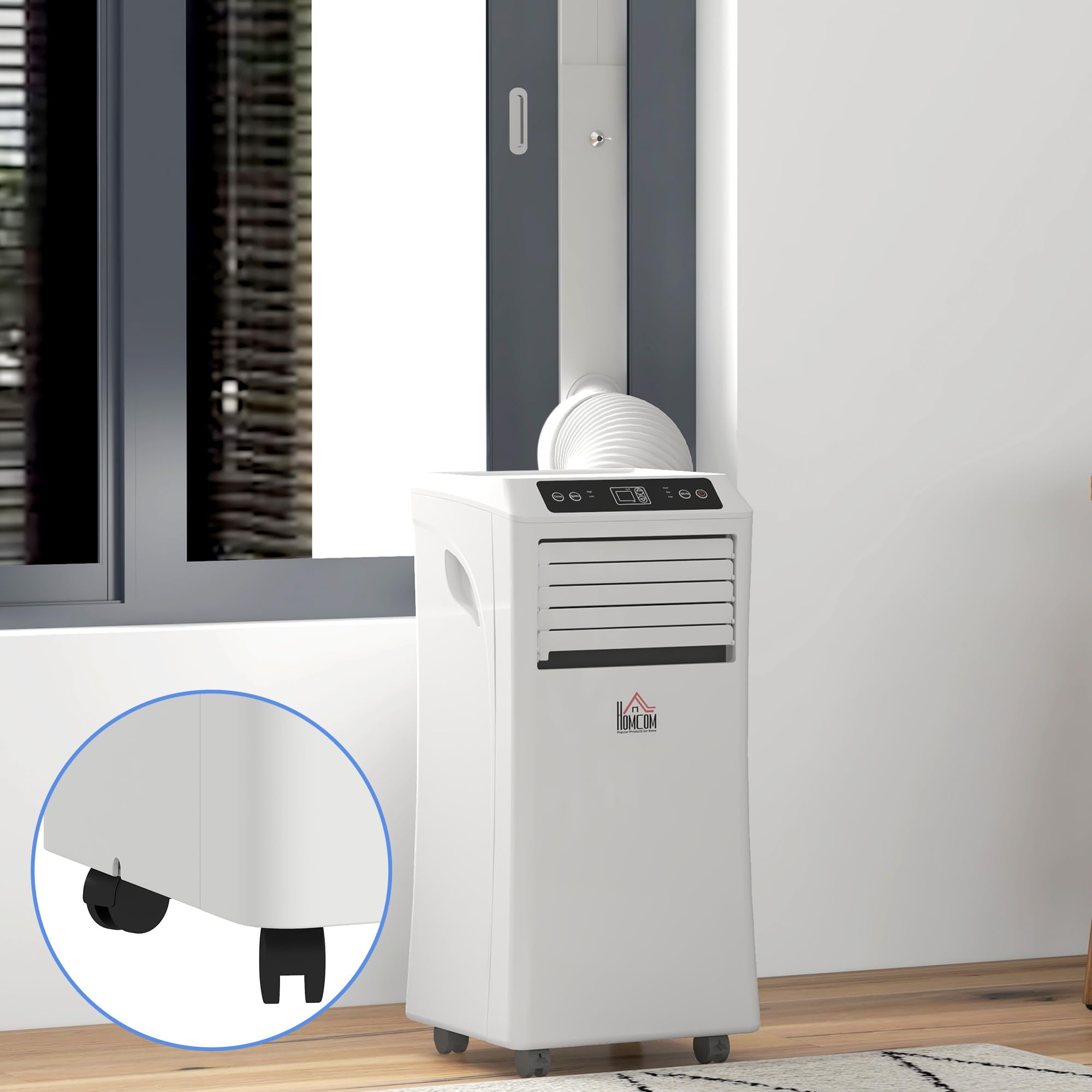 HOMCOM 10000 BTU Portable Air Conditioner with Remote Control - Cooling, Dehumidifier & Fan for Bedroom, Living Room, Home Office - White | Perfect for Summer Cooling & Year-Round Comfort