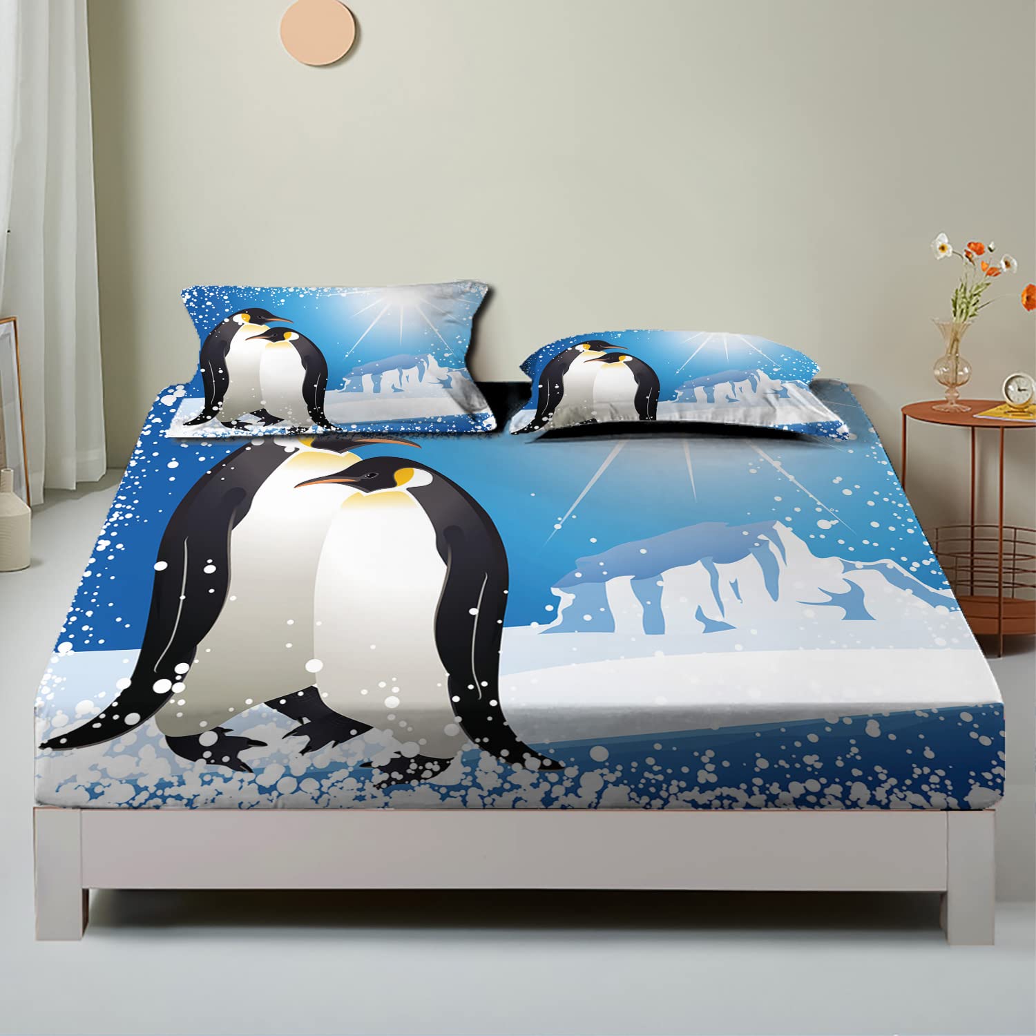 Winter Themed Twin/Twin XL Fitted Bed Sheets - Snowy Frozen Season Print, Ultra Soft & Breathable 2-Piece Bedding Set (Sky Blue) | Perfect for Cozy Winter Nights, Holiday Decor & Seasonal Bedroom Makeover