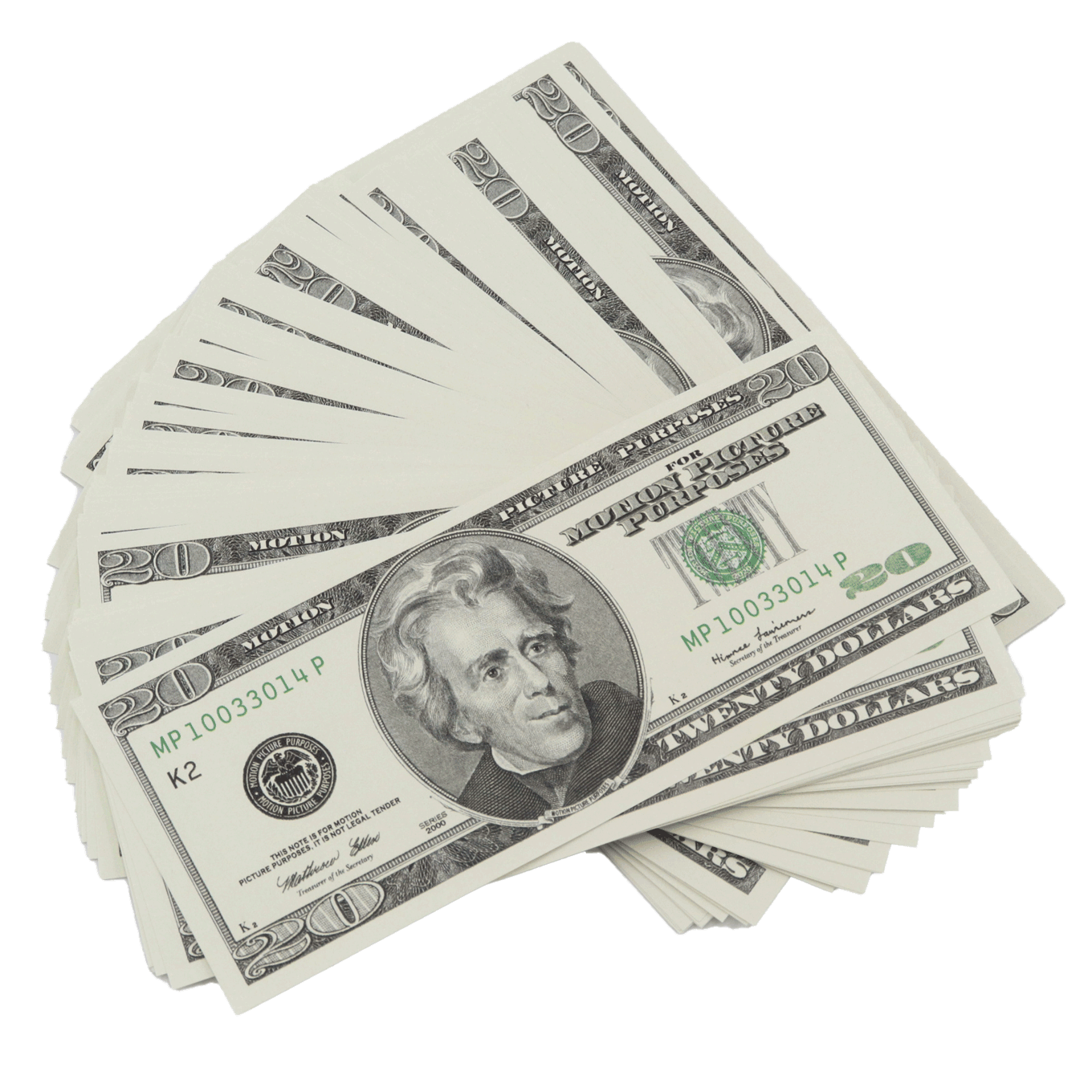2000 Series Full Print Mixed Denomination Fake Bills - Realistic Prop Money for Movies, TV Shows, and Magic Tricks