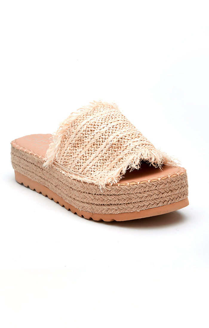 Matisse Seashell Platform Slides - Women's Comfortable Natural Cork Sandals for Beach, Pool & Summer Outfits