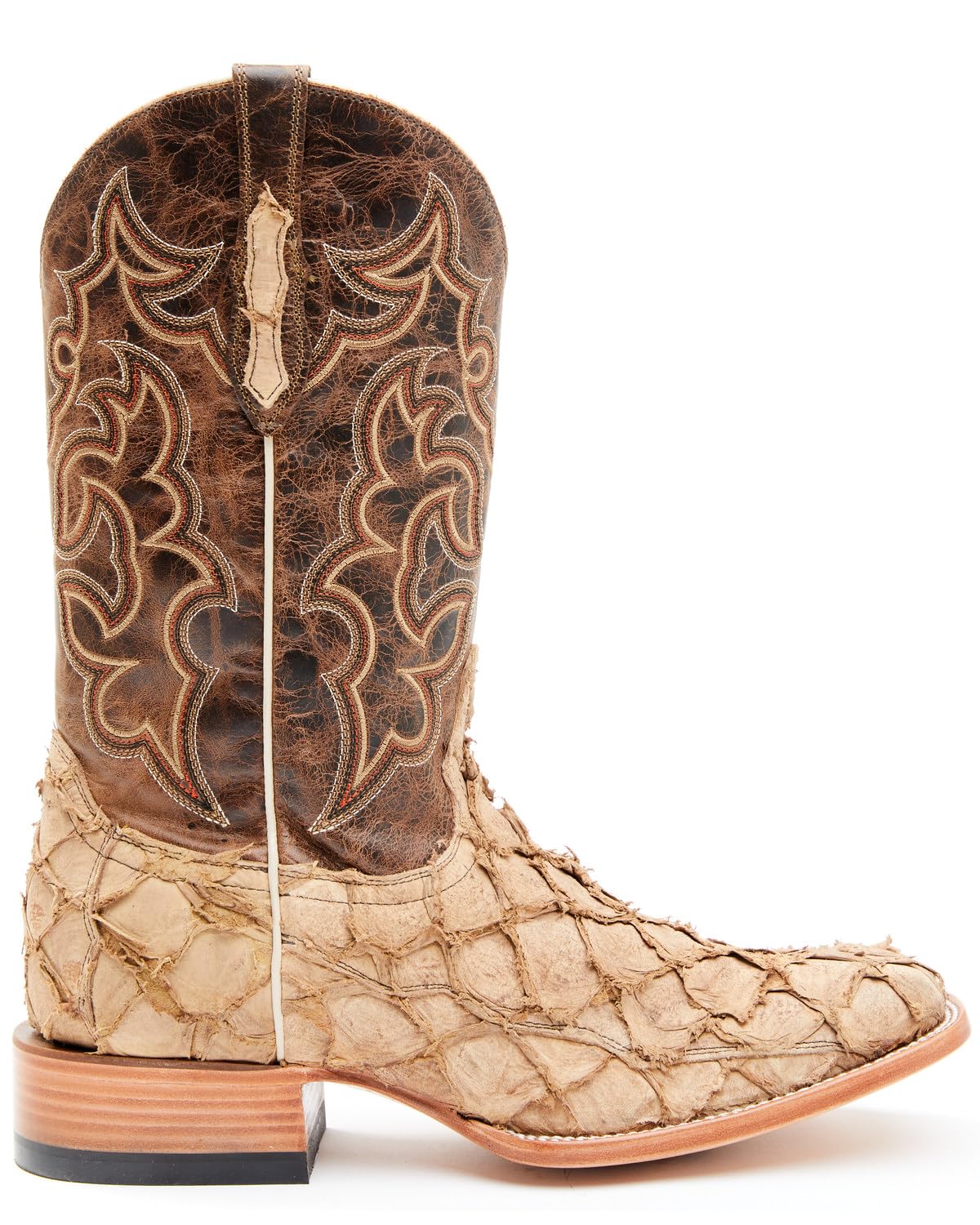 Cody James Men's Exotic Pirarucu Western Boots - Genuine Leather Square Toe Cowboy Boots for Rodeo, Country Dancing & Western Fashion