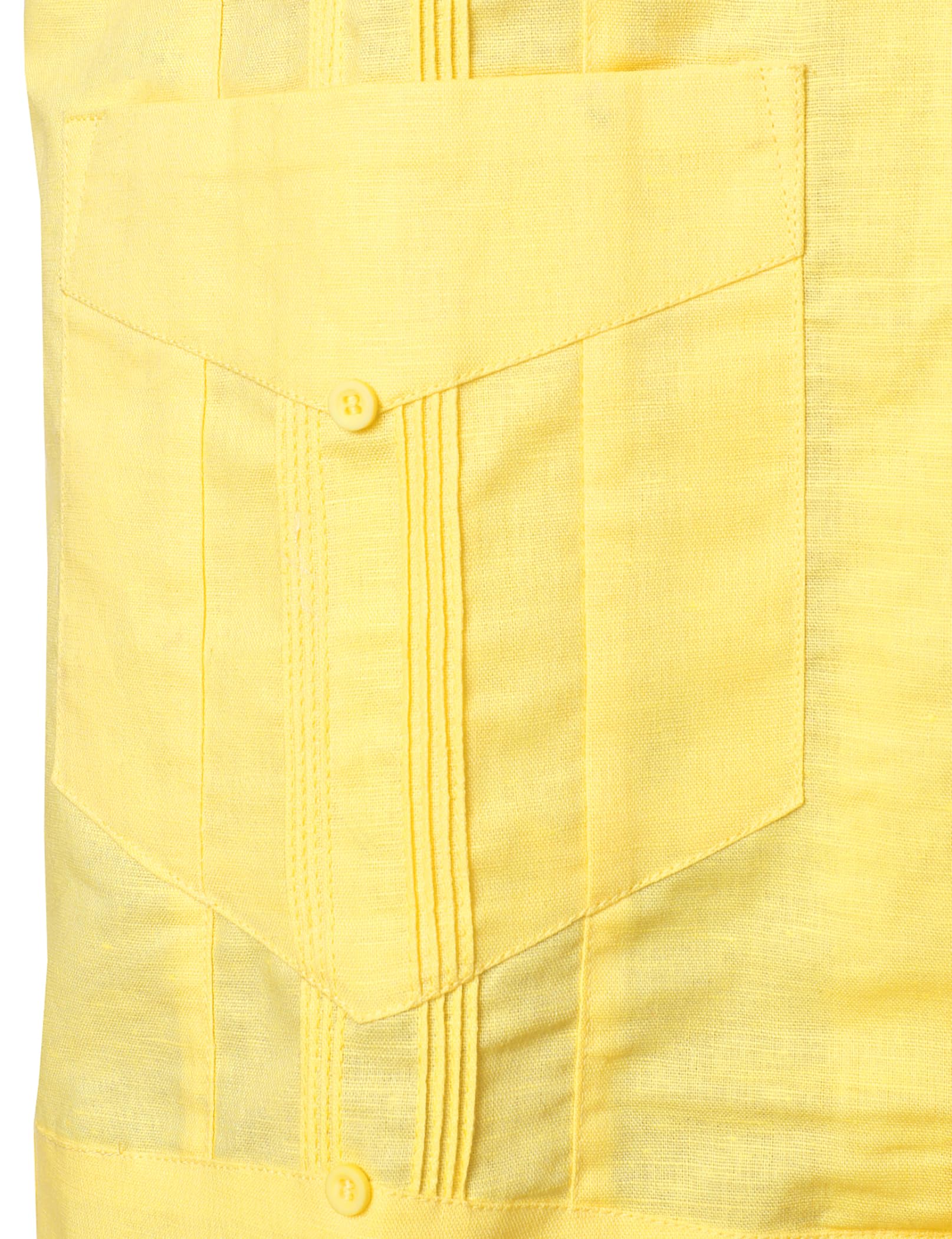 VATPAVE Men's Linen Cuban Guayabera Shirt - Casual Short Sleeve Button Down Shirt for Summer | Breathable & Lightweight | Perfect for Beach Vacations, Tropical Weddings & Casual Outings