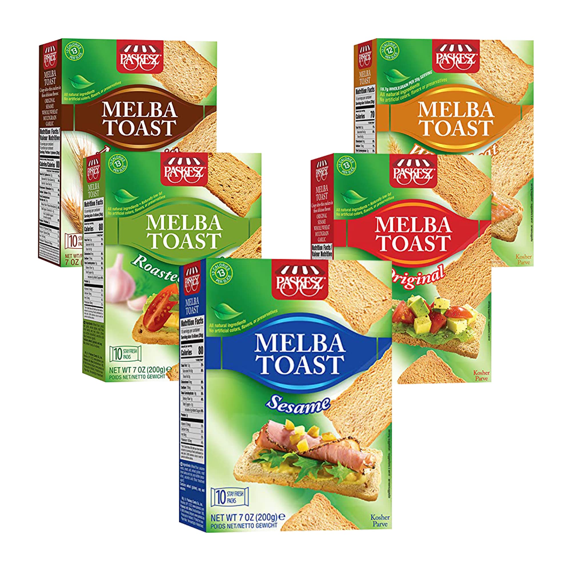 Kosher Certified Melba Toast Flatbread Crackers - Delicious Snack Variety Combo Pack (5 Pack) | Perfect for Parties, School Lunches & Healthy Snacking