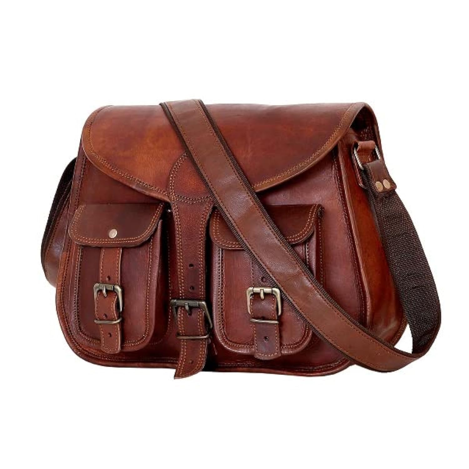 Ruzioon Genuine Goat Leather Crossbody Bag for Women - Stylish Shoulder Purse & Travel Satchel in Brown | Perfect for Daily Use, Shopping & Weekend Getaways