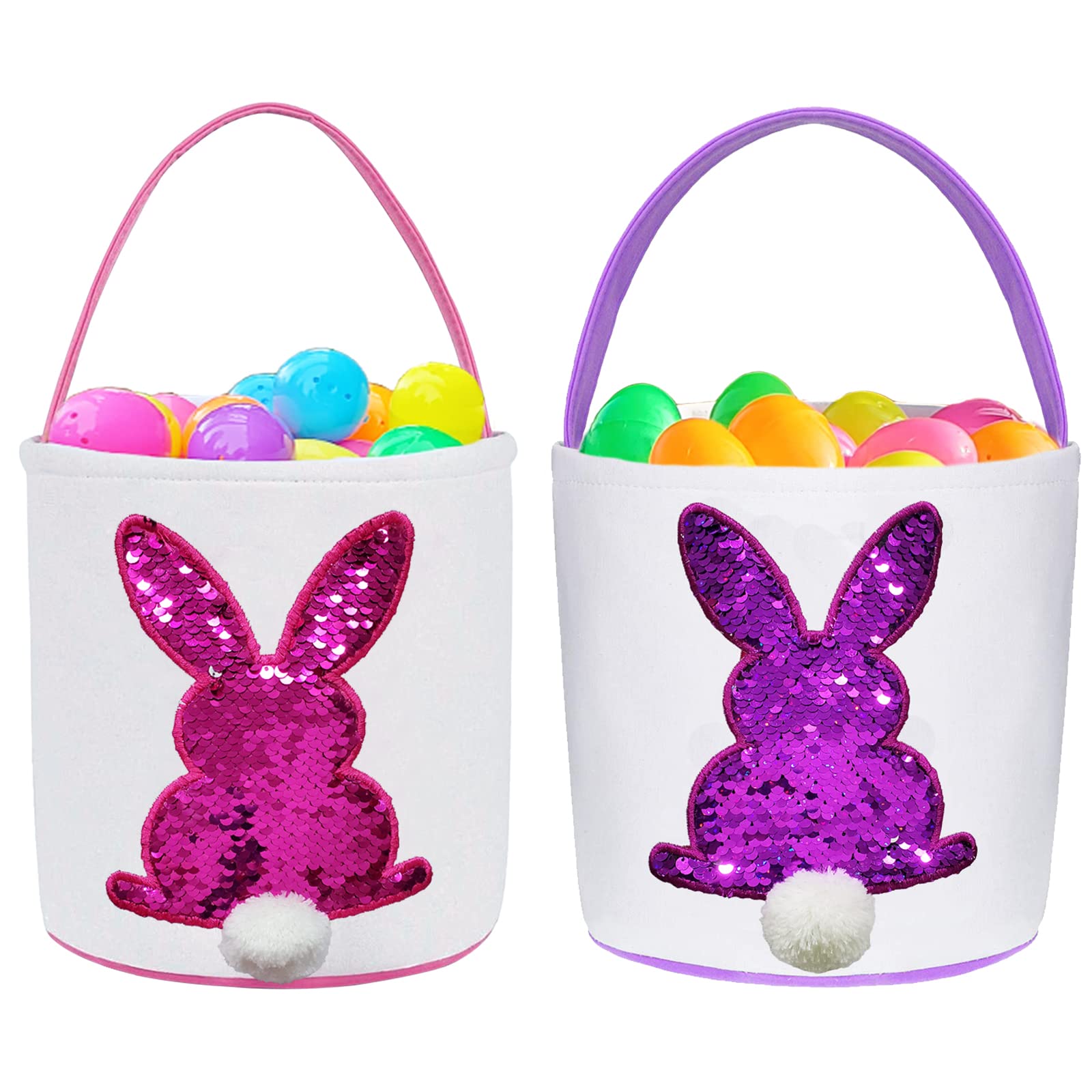 Easter Basket Bags for Kids - Bunny Tote Bucket for Easter Eggs, Toys, Candy & Gifts | Perfect for Easter Egg Hunts, Party Favors & Holiday Gift Giving