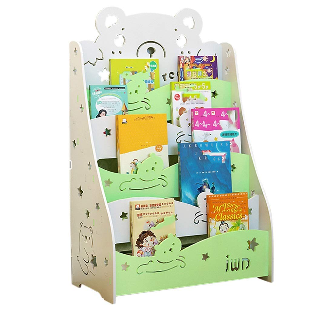 Solid Wood Kids Bookshelf - Cartoon Themed Floor Standing Book Rack for Living Room & Study - Durable Storage Shelf for Children's Books & Toys - Perfect for Home, Classroom & Playroom Organization