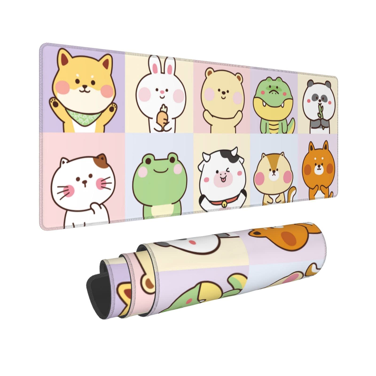Cute Kawaii Animals Gaming Mouse Pad - Extra Large Extended Desk Mat for PC, Laptop & Office - Non-Slip Rubber Base - Perfect for Gaming Setup & Home Office Decor