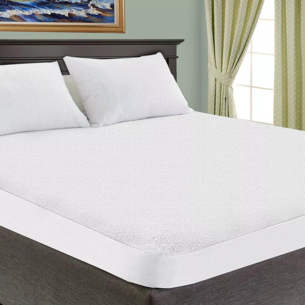 Premium Comforter, Mattress Protector & Standard Pillow Set - Full/Queen Size, Soft White Bedding for Ultimate Comfort - Perfect for Guest Rooms, Master Bedrooms & Cozy Home Stays