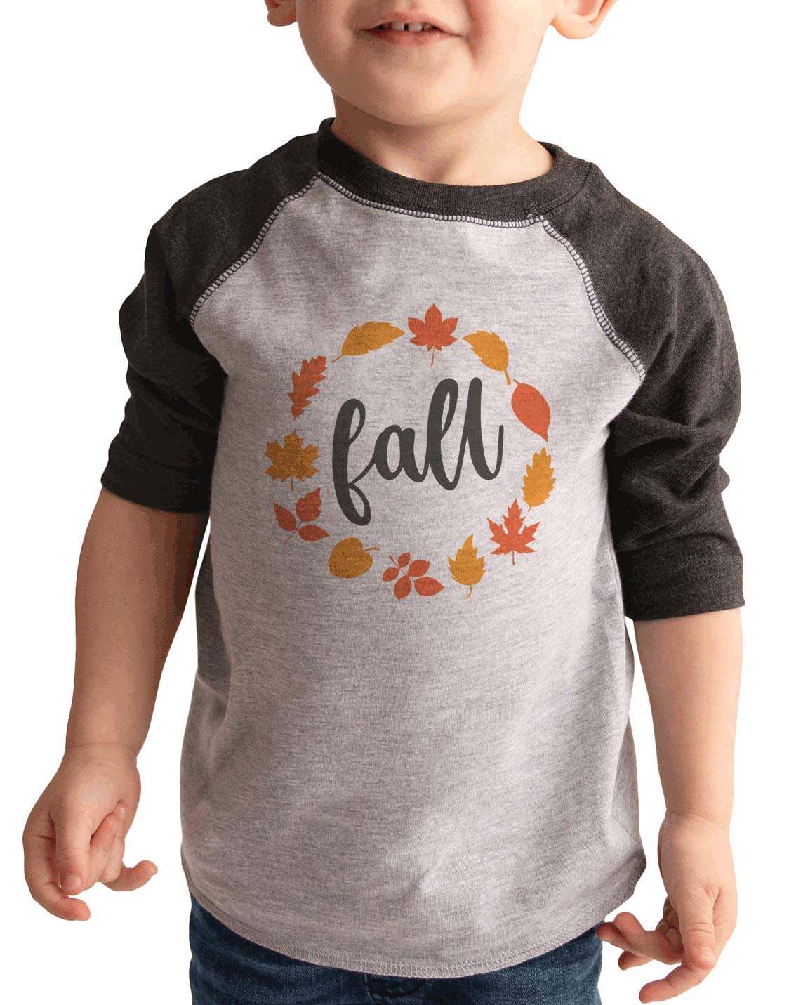 7 ate 9 Apparel Kids Fall Leaves Graphic T-Shirt - Cute Autumn Themed Shirt for Boys & Girls - Perfect for Halloween, Thanksgiving & Fall Family Photos